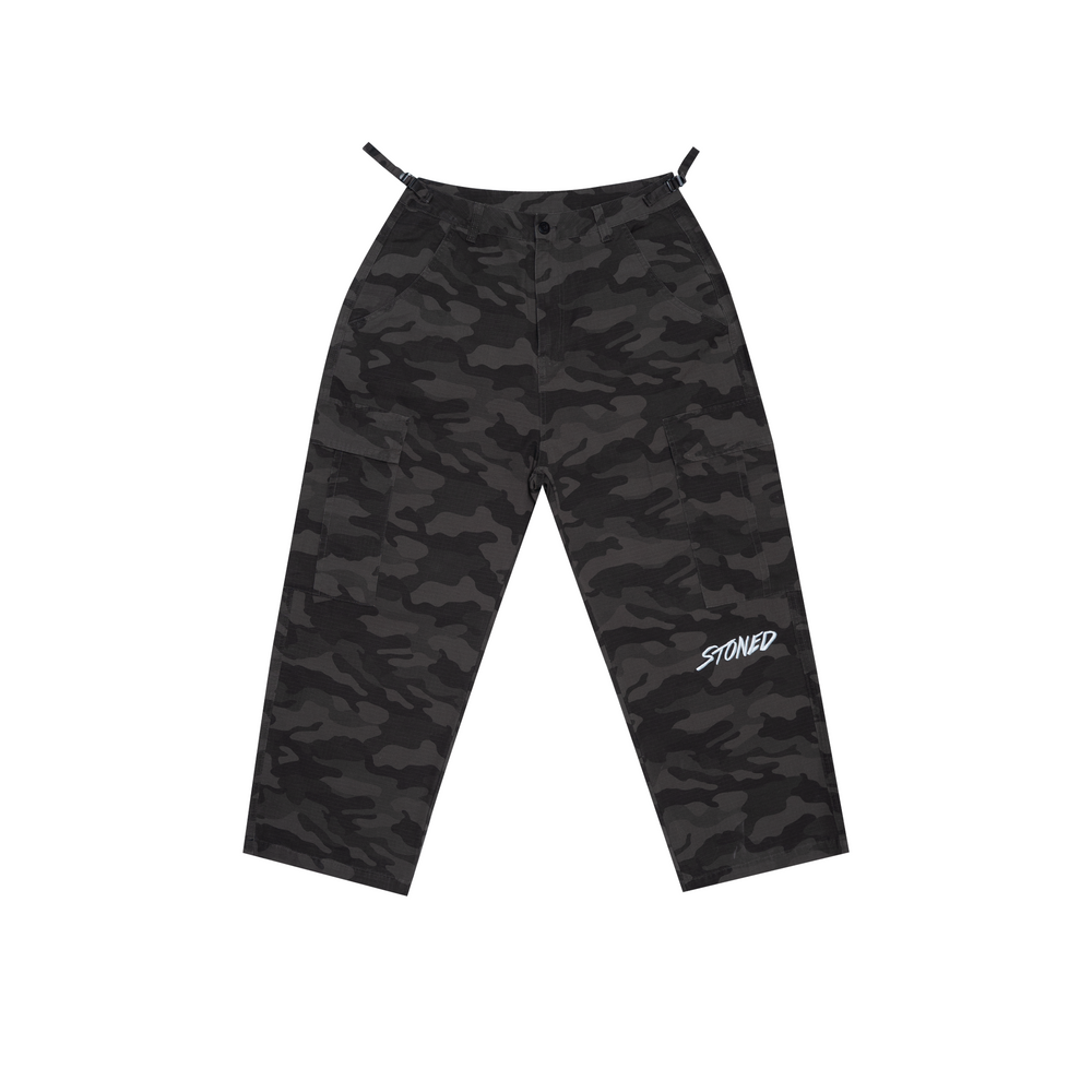 Stoned & Co ® FORCE : Camo Cargo Pants Black (SS25)