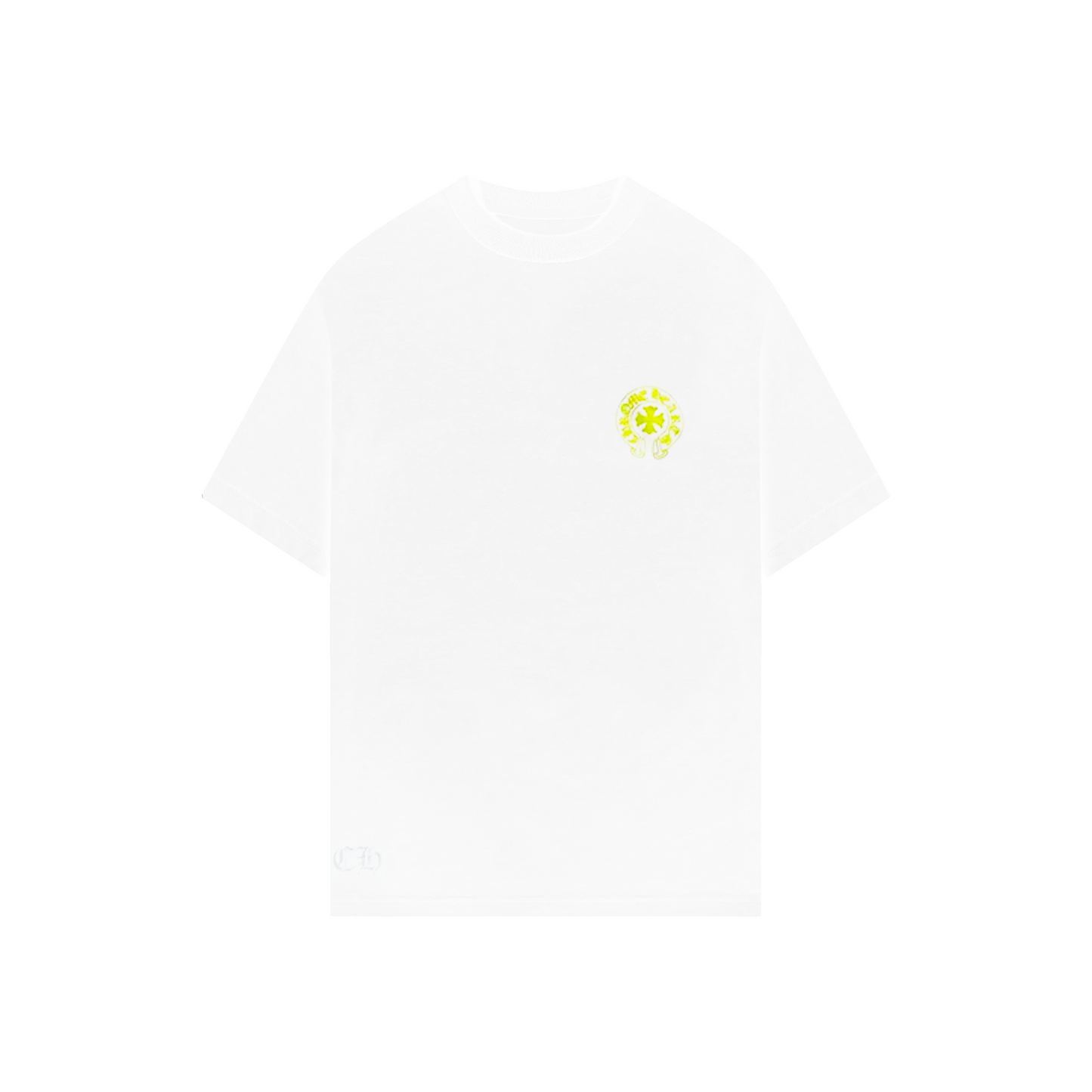 CHROME HEARTS Yellow Script Made In Hollywood Tee White (SS22)