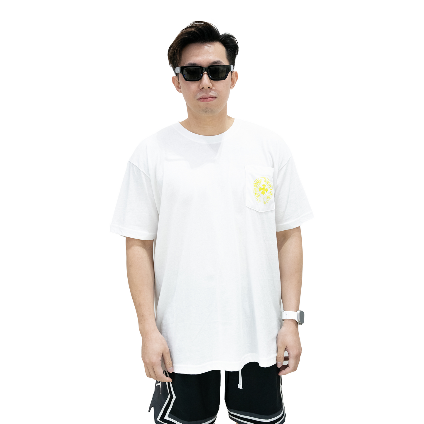 CHROME HEARTS Yellow Script Made In Hollywood Tee White (SS22)