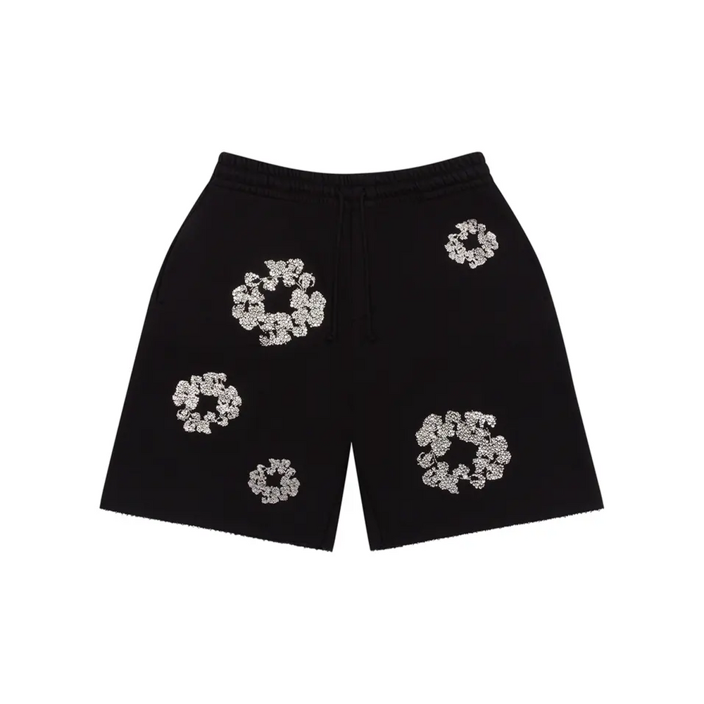 Denim Tears Cashmere SWAROVSKI Cotton Wreath Shorts Black (FW24)