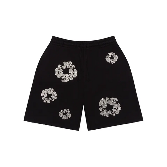 Denim Tears Cashmere SWAROVSKI Cotton Wreath Shorts Black (FW24)