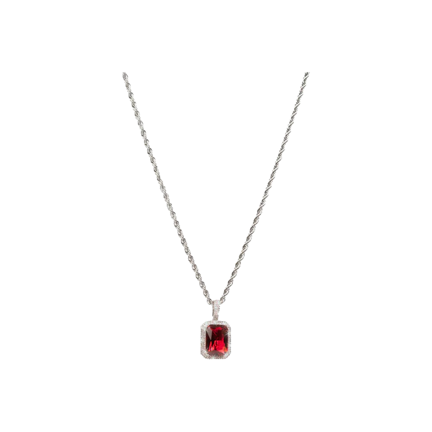 EK Collection Red Sapphire Necklace Silver (SS25)