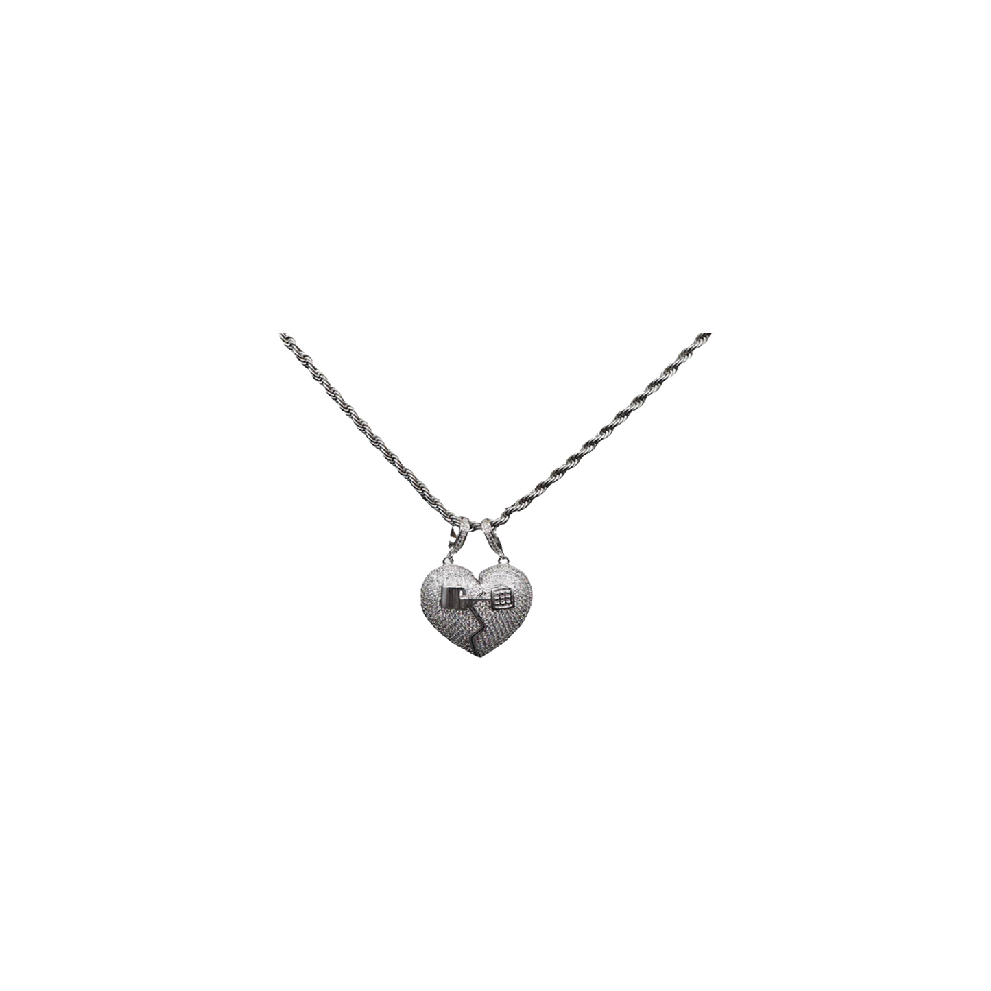 EK Collection Couple Heart Pendant Necklace Silver (SS25)