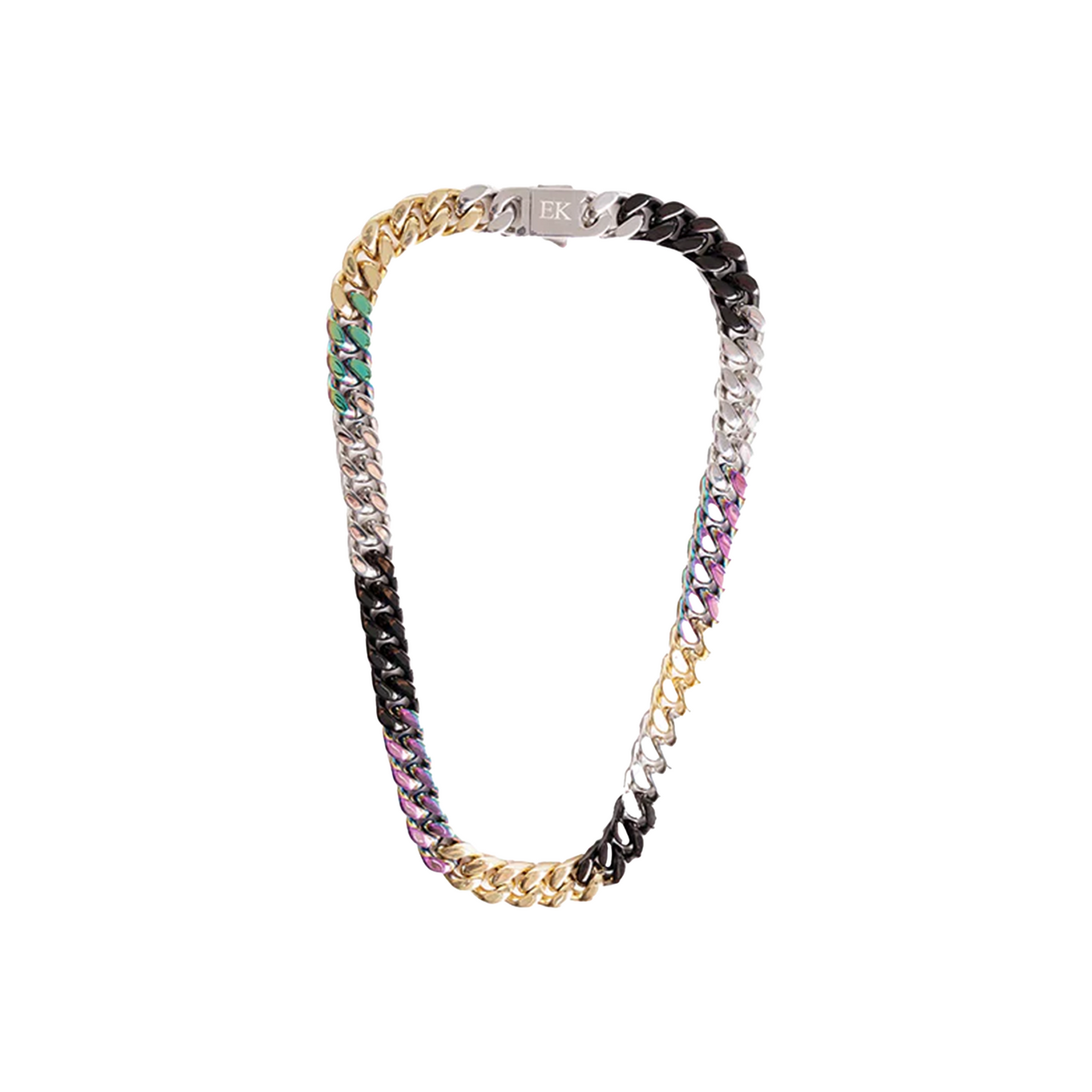 EK Collection Rainbow Steel Cuban Necklace Multi (SS25)