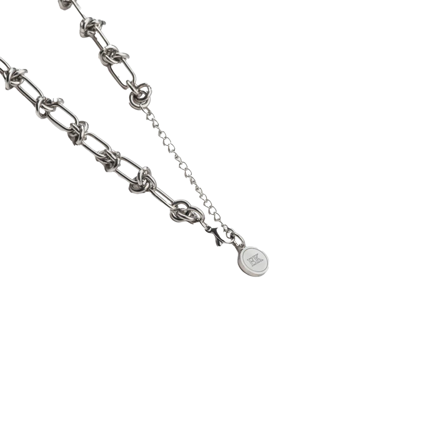 EK Collection Adjustable Loop Link Necklace Silver