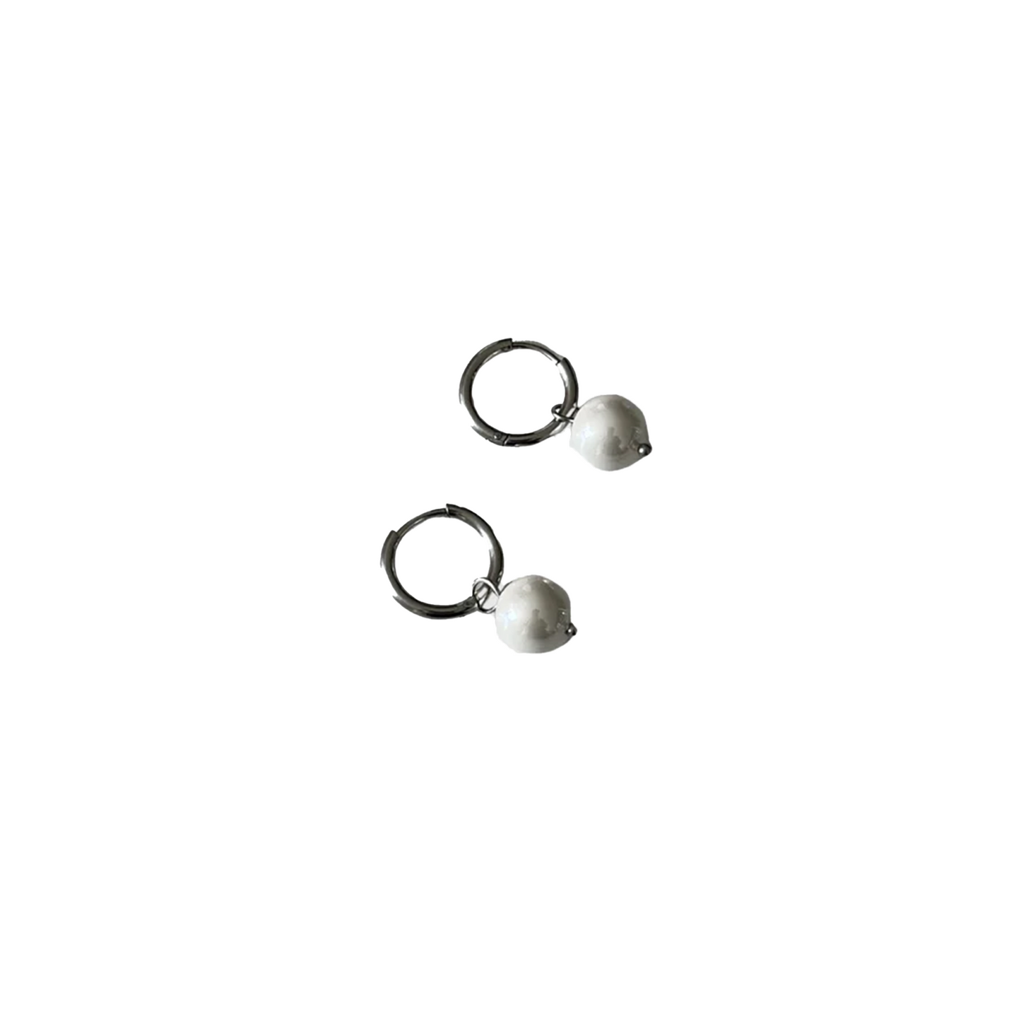 EK Collection Pearl Earring Carat Hour Silver (Pair)