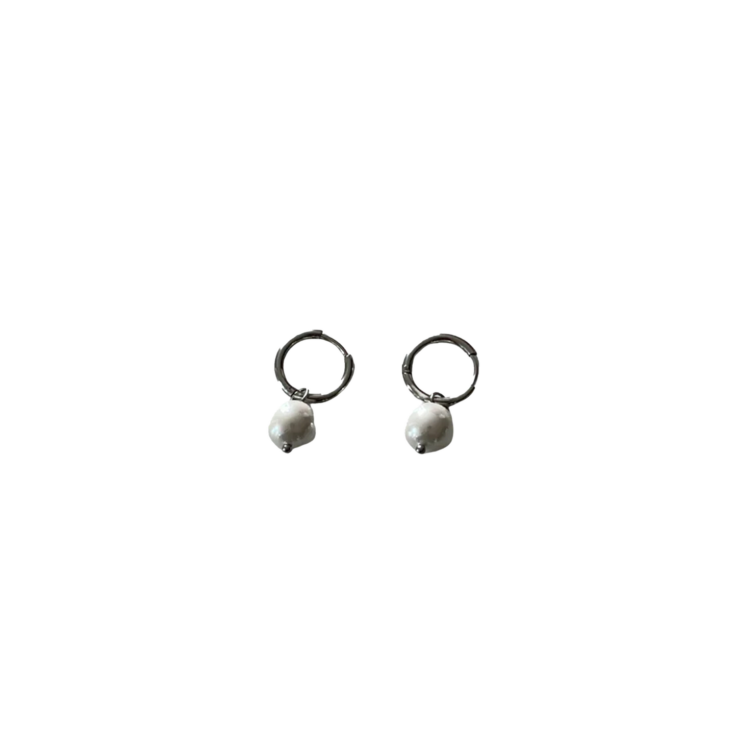 EK Collection Pearl Earring Carat Hour Silver (Pair)