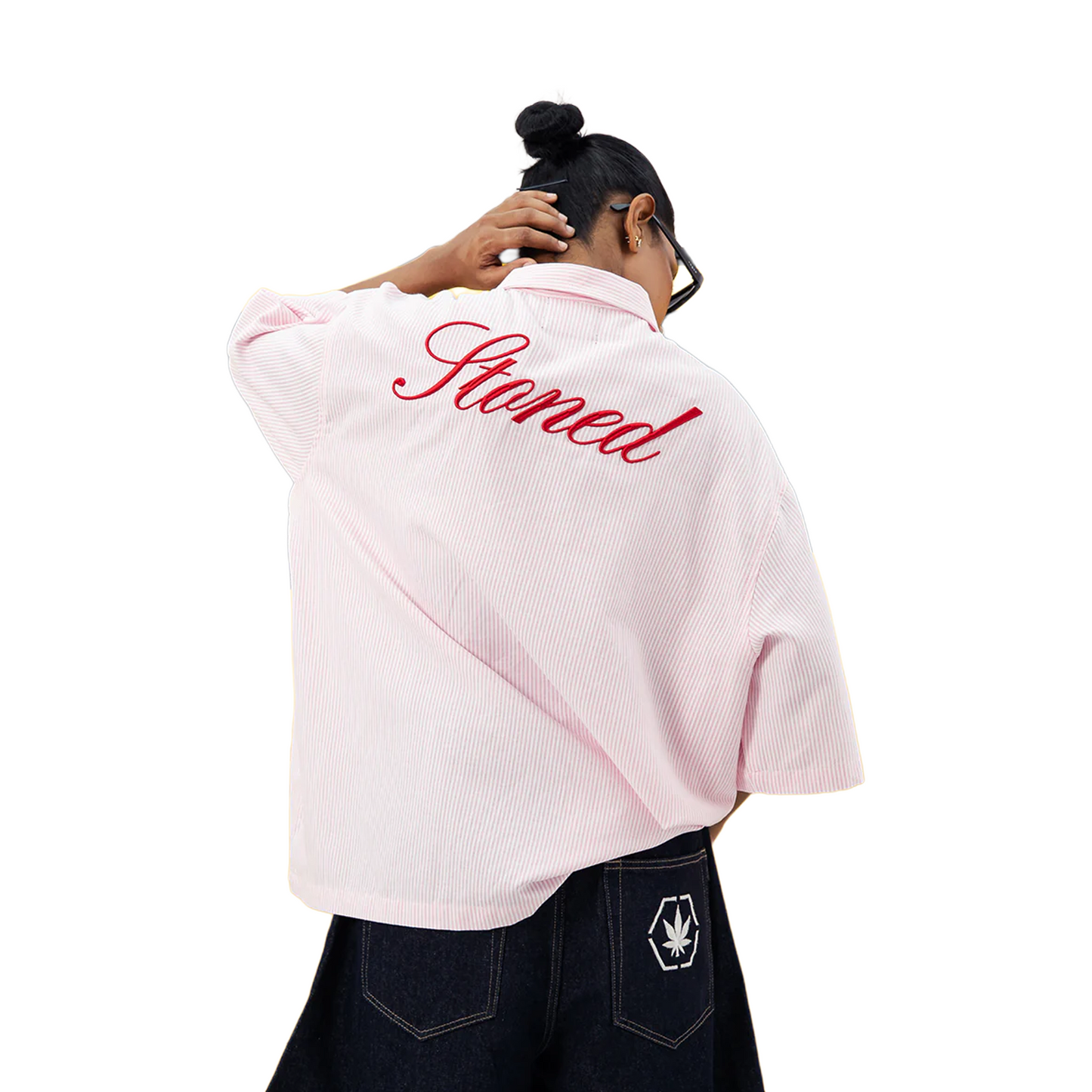 Stoned & Co ® EOT : Stripe Short Sleeved Shirt Pink (SS25)