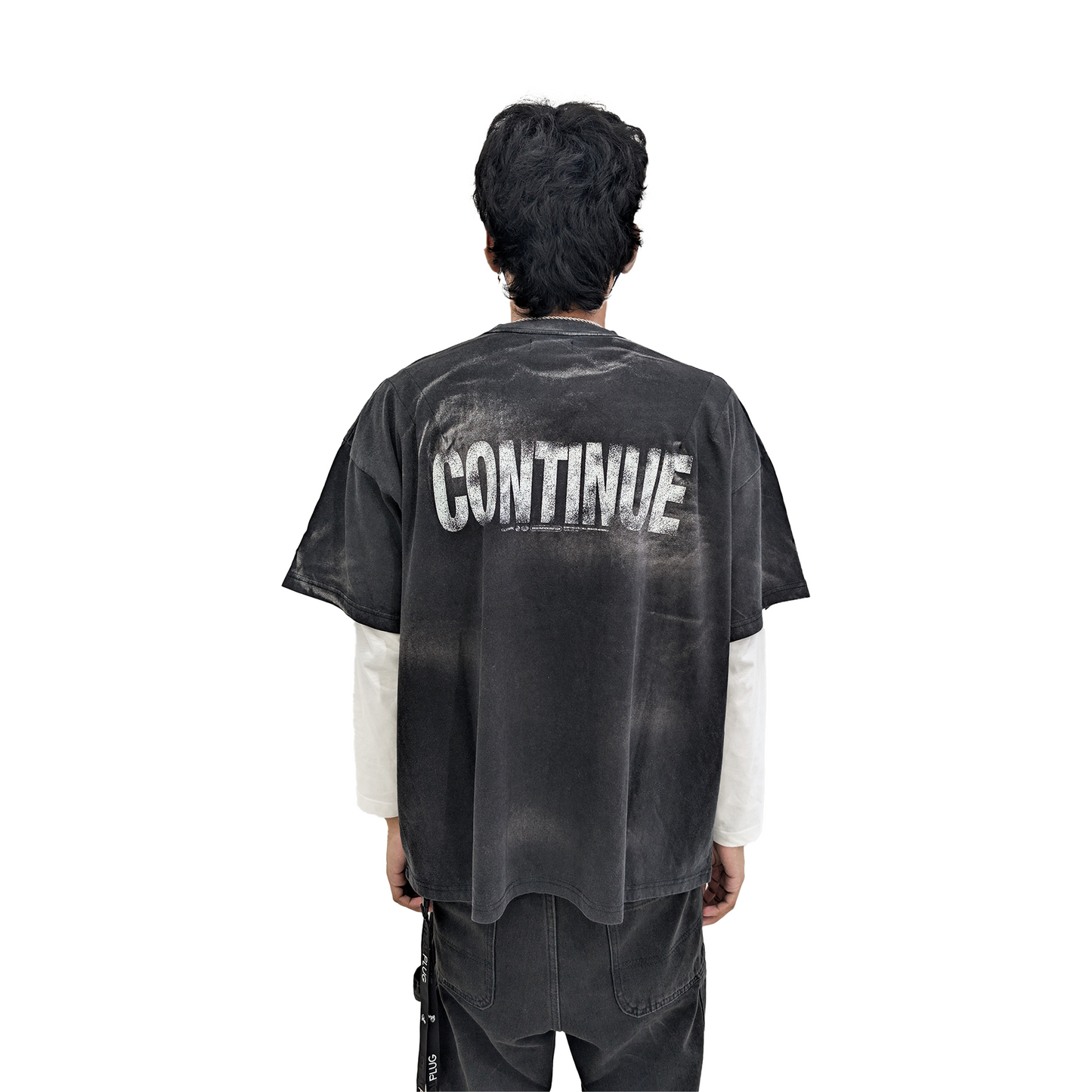 FAR FROM WHAT Far Washed Drift Tee Black (FW23)