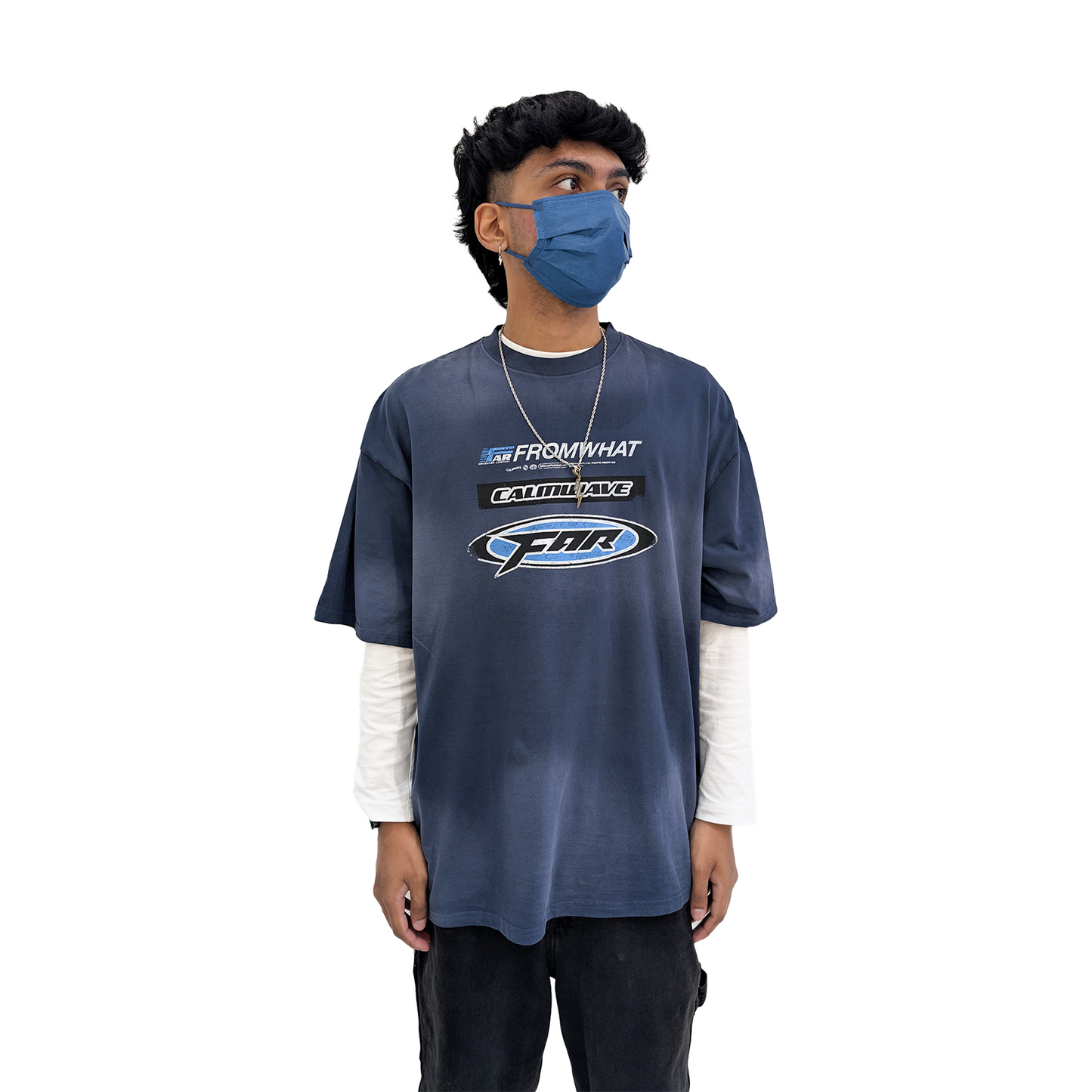 FAR FROM WHAT Far Washed Logo Tee Navy (SS23)