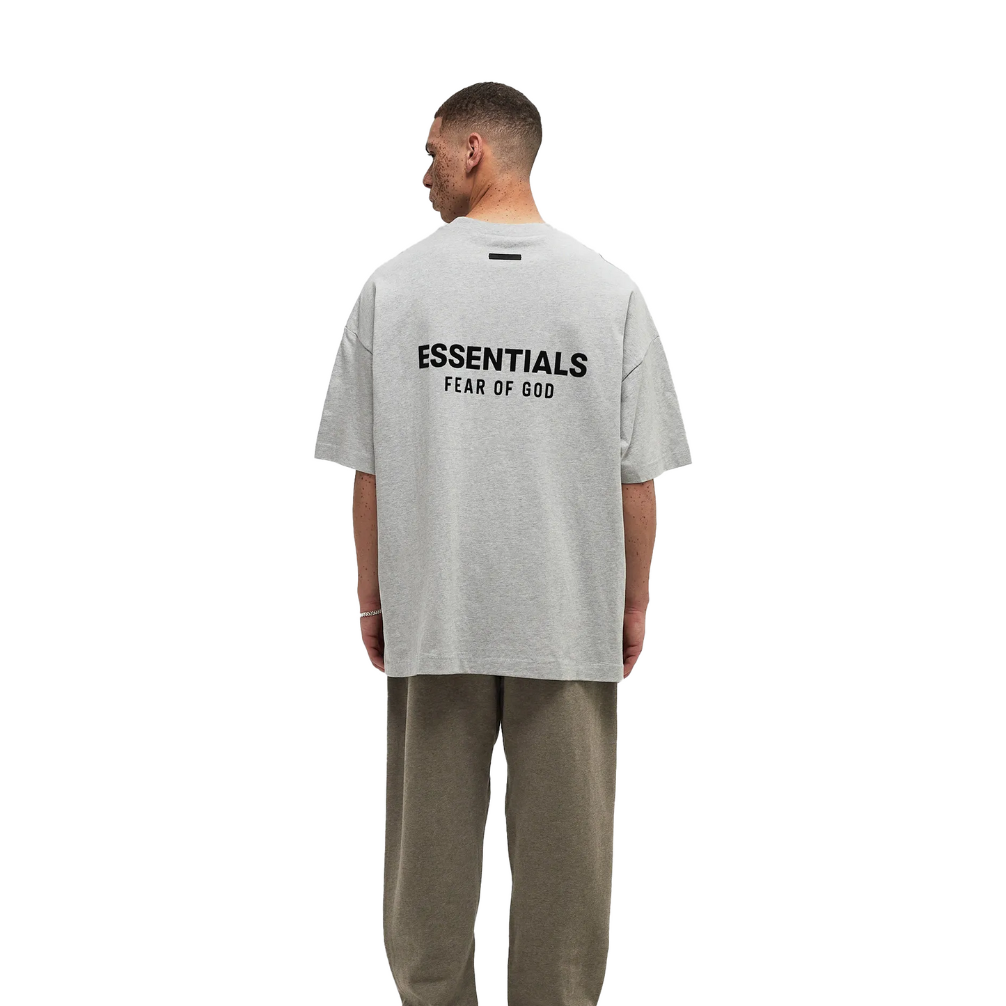 Fear of God Essentials Core Logo Jersey Crewneck Tee Light Heather Grey (FW24)