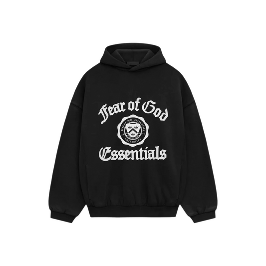 Fear of God Essentials Fleece Vintage Shrunken Hoodie Black (FW24)