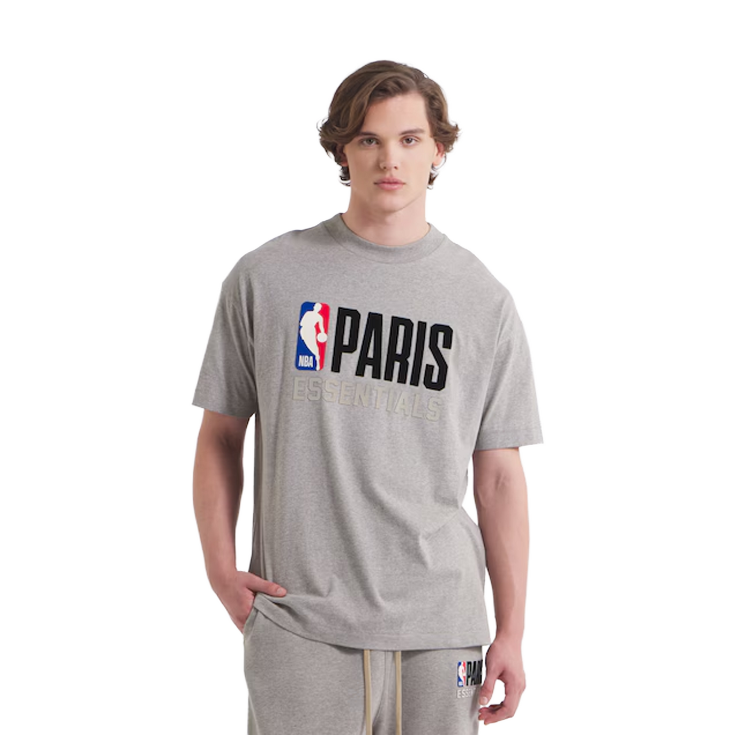 Fear of God Essentials x NBA Paris Tee Warm Heather (SS25)