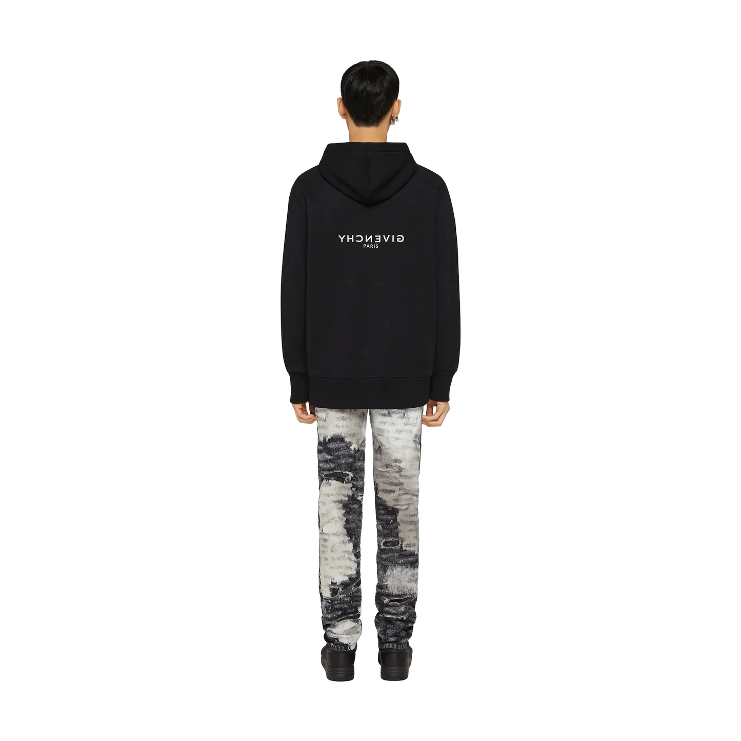 GIVENCHY Classic Fit Reverse Print Hoodie Black (FW22)