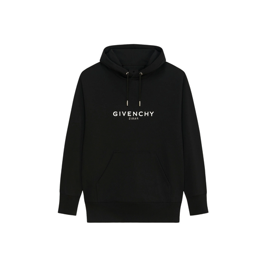 GIVENCHY Classic Fit Reverse Print Hoodie Black (FW22)