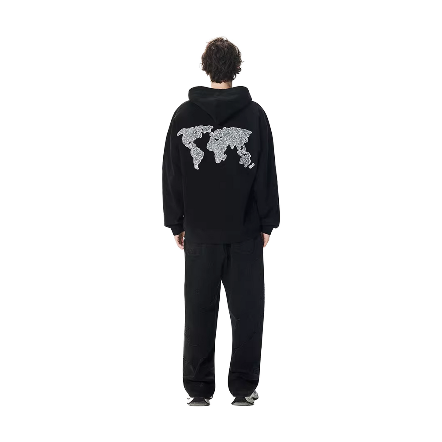 GOODBRAND Good Map Sequin Embroidered Hoodie Black (FW25)