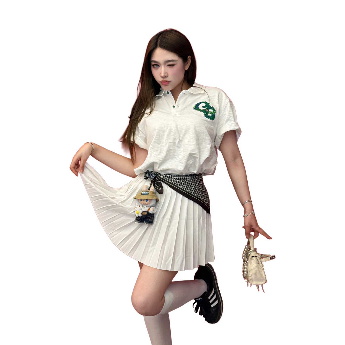 GOODBRAND Jungle Wonderland 3D Embroidered Polo Shirt White (SS25)