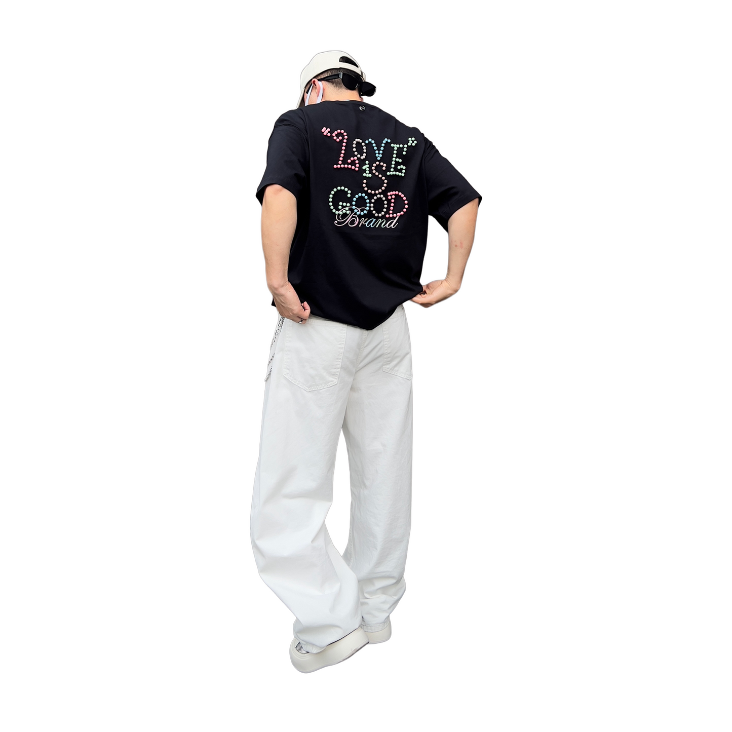 GOODBRAND Macaron Pearl Slogan Tee Black (SS25)