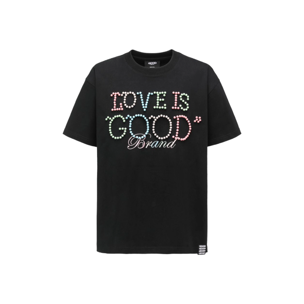 GOODBRAND Macaron Pearl Slogan Tee Black (SS25)