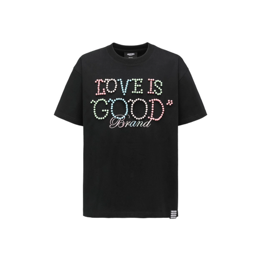 GOODBRAND Macaron Pearl Slogan Tee Black (SS25)