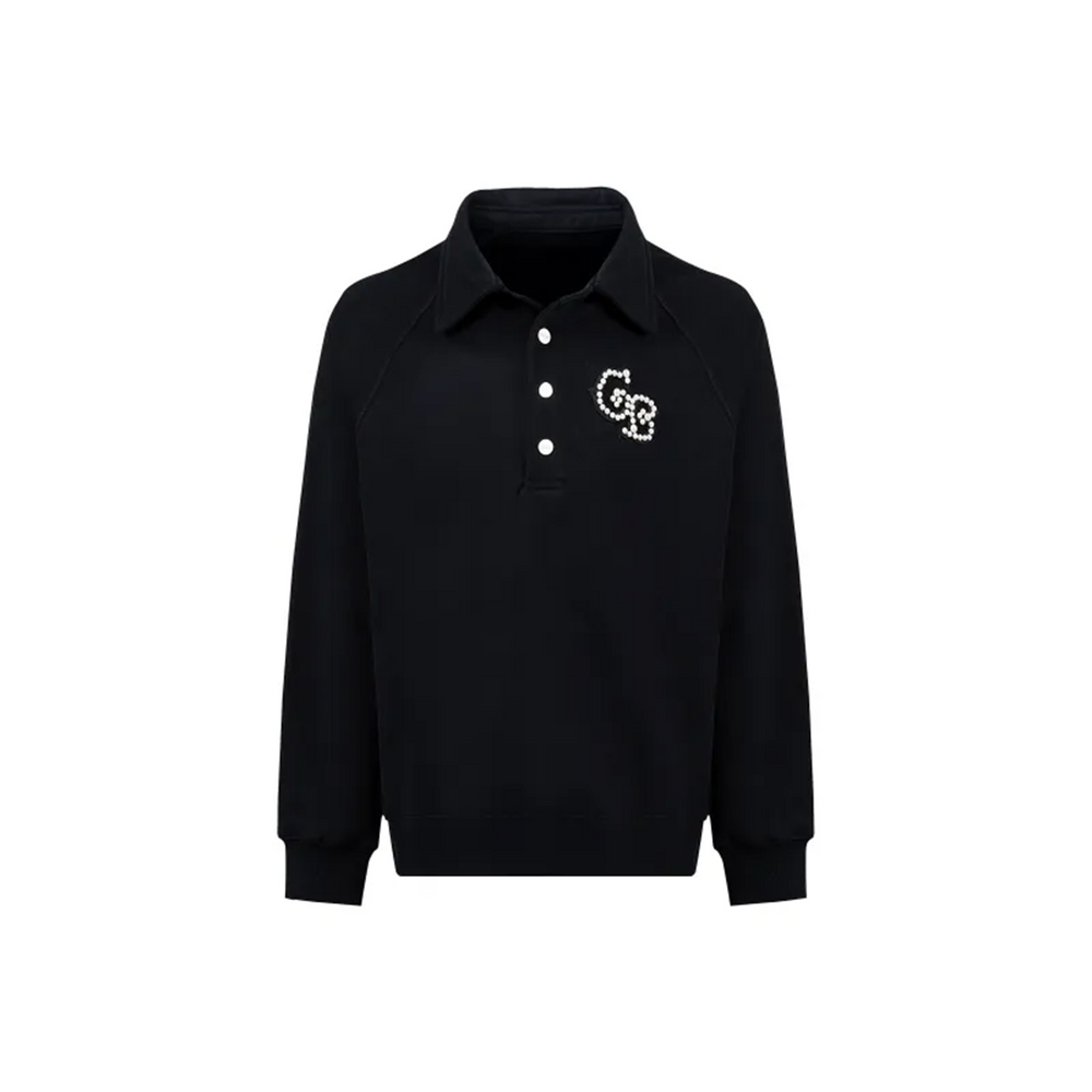 GOODBRAND Pearl Polo Long Sleeved Sweatshirt Black (FW24)