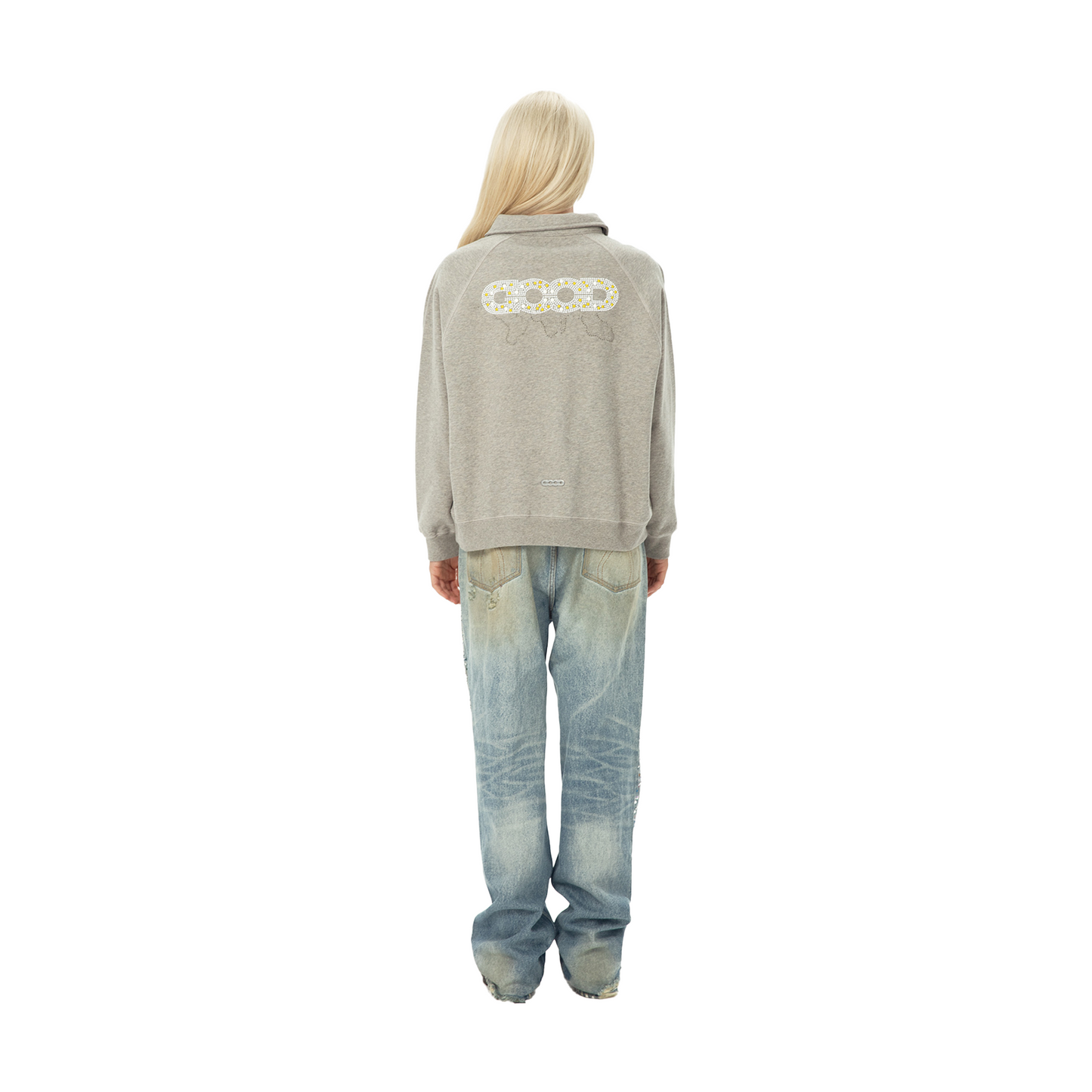 GOODBRAND Pearl Polo Long Sleeved Sweatshirt Grey (FW24)