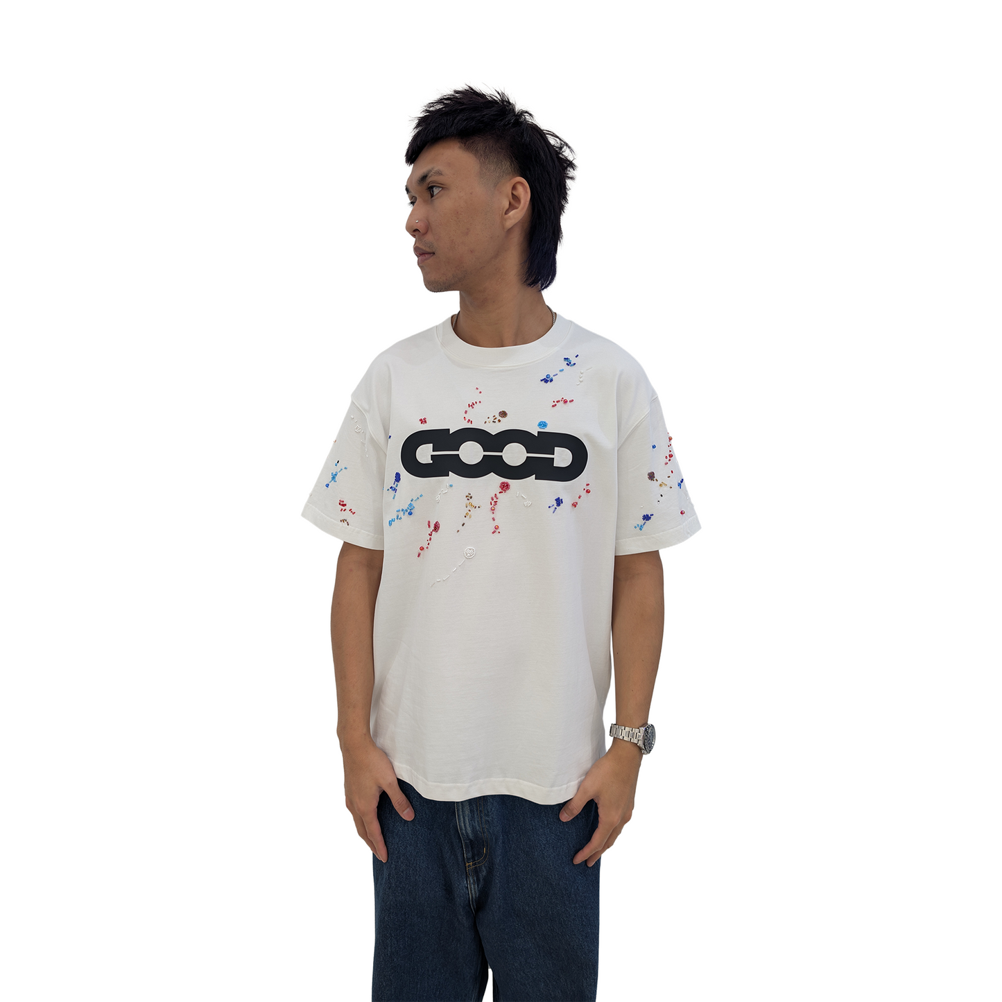 GOODBRAND Rainbow Candy Beads Logo Tee White (SS25)