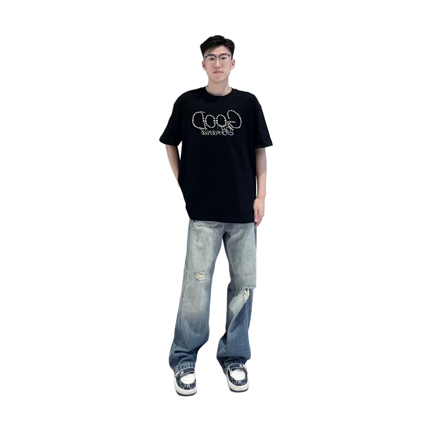 GOODBRAND Solid Colour Pearl Logo Tee Black (SS25)