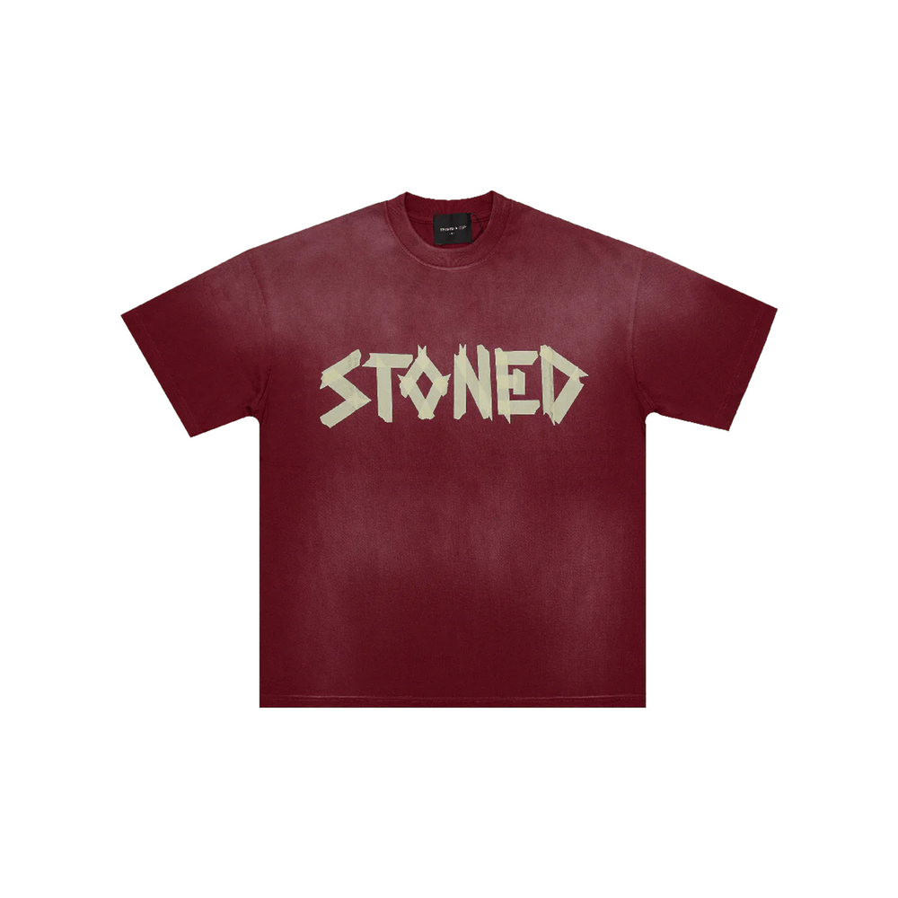 Stoned & Co ® Golden Jade : Stoned Tape Wash Tee Red (SS25)