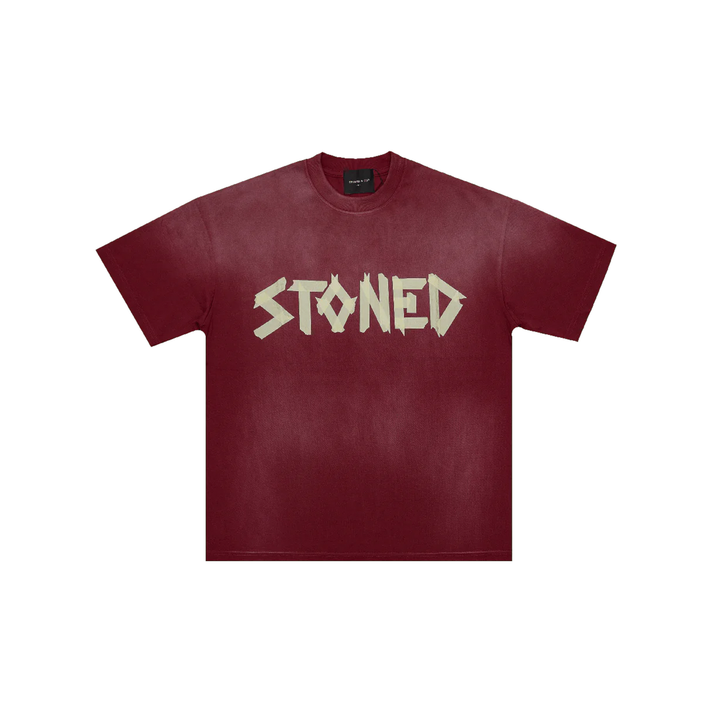 Stoned & Co ® Golden Jade : Stoned Tape Wash Tee Red (SS25)