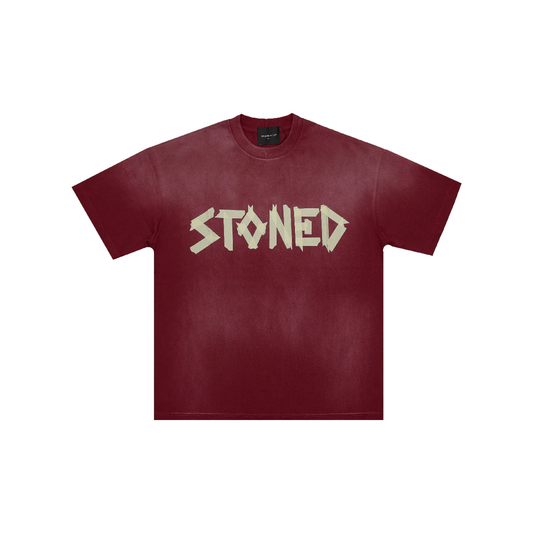 Stoned & Co ® Golden Jade : Stoned Tape Wash Tee Red (SS25)