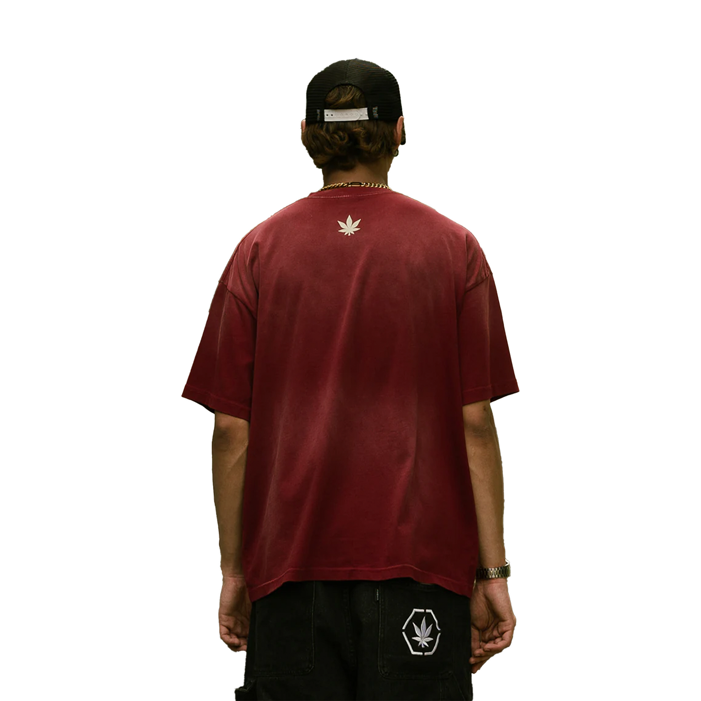 Stoned & Co ® Golden Jade : Stoned Tape Wash Tee Red (SS25)