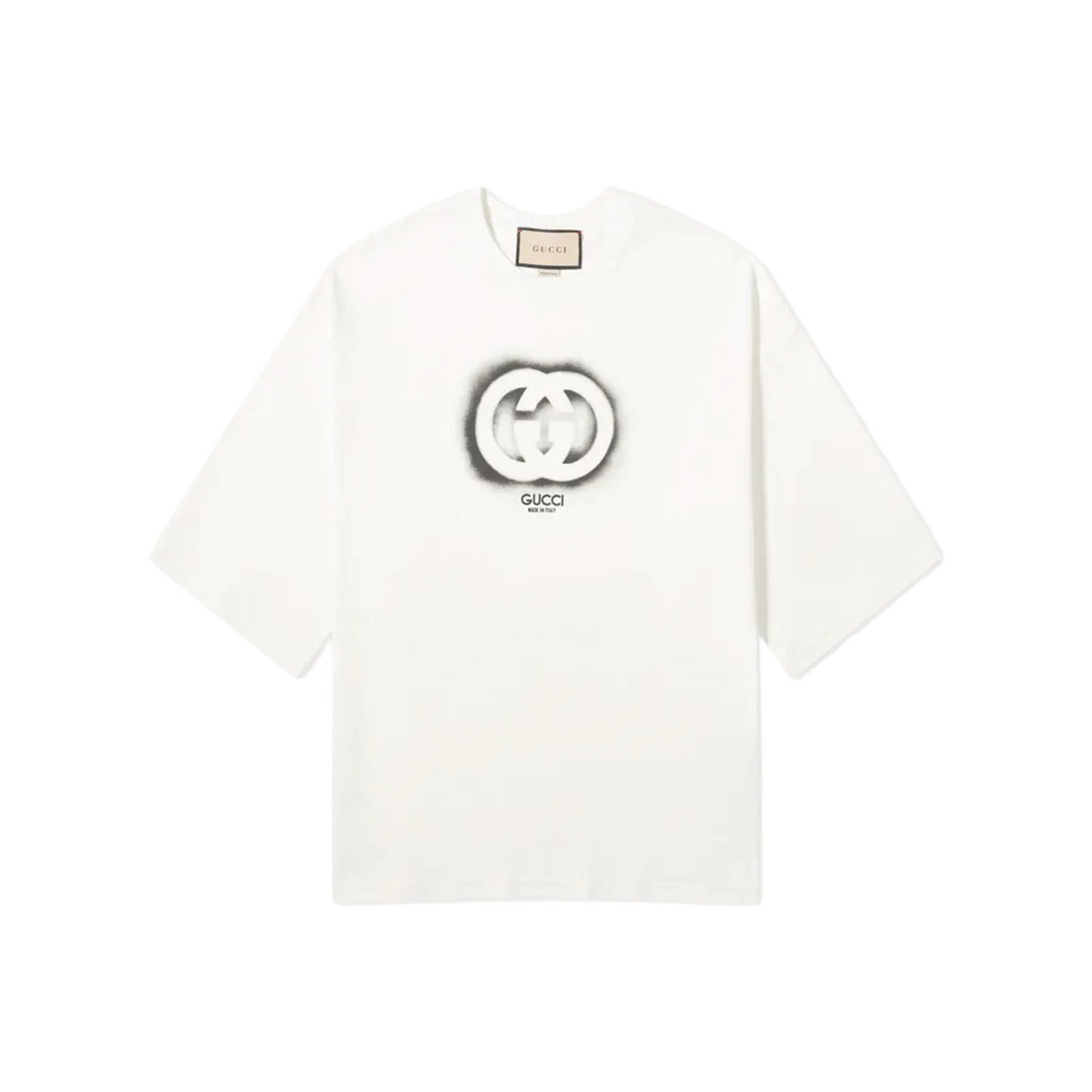 GUCCI Interlocking Black GG Sprayed Monogram Logo Tee Sunlight (SS24)