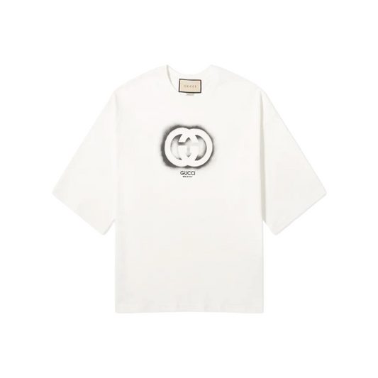 GUCCI Interlocking Black GG Sprayed Monogram Logo Tee Sunlight (SS24)