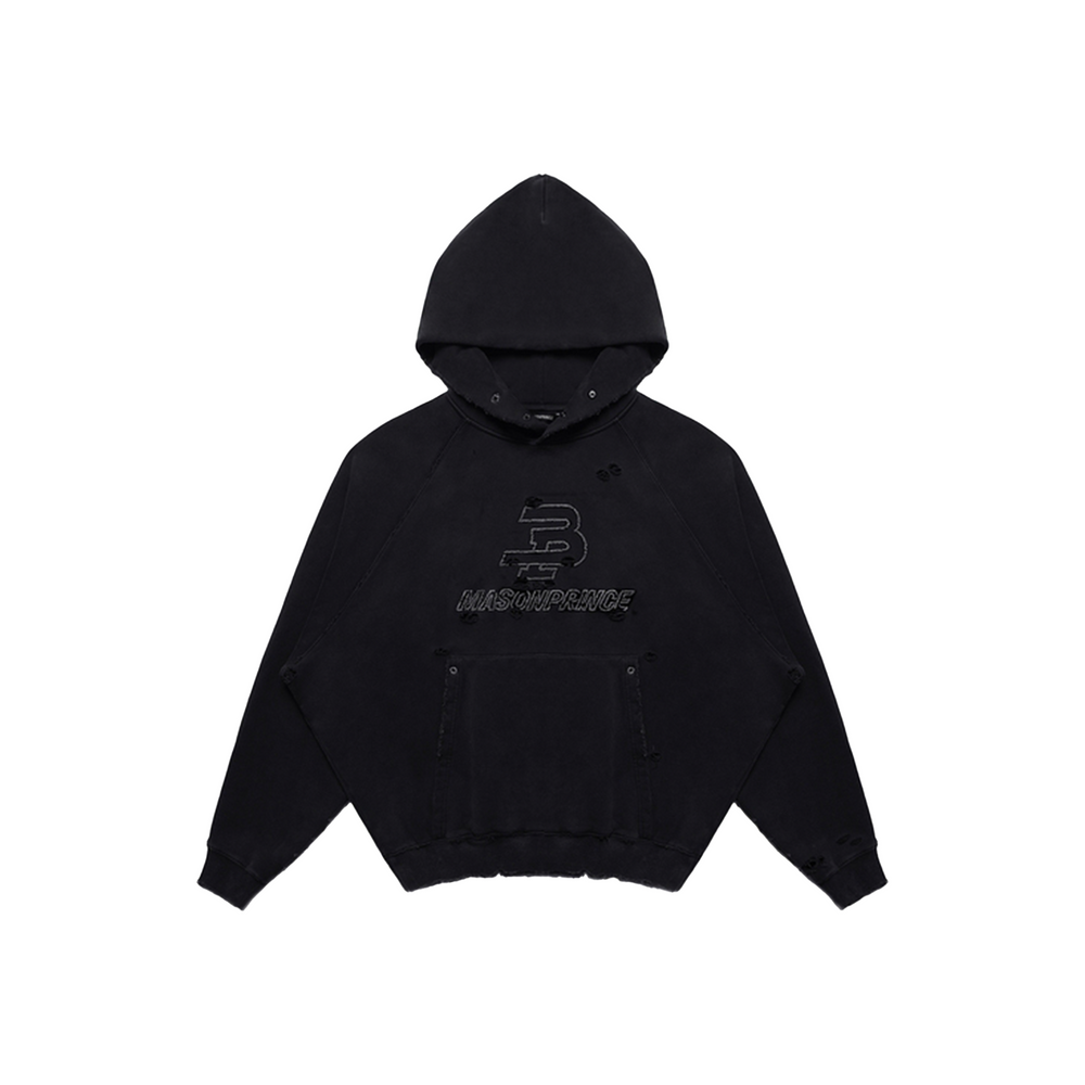MASONPRINCE Broken Embroidered Spray Hoodie Black (SS24)
