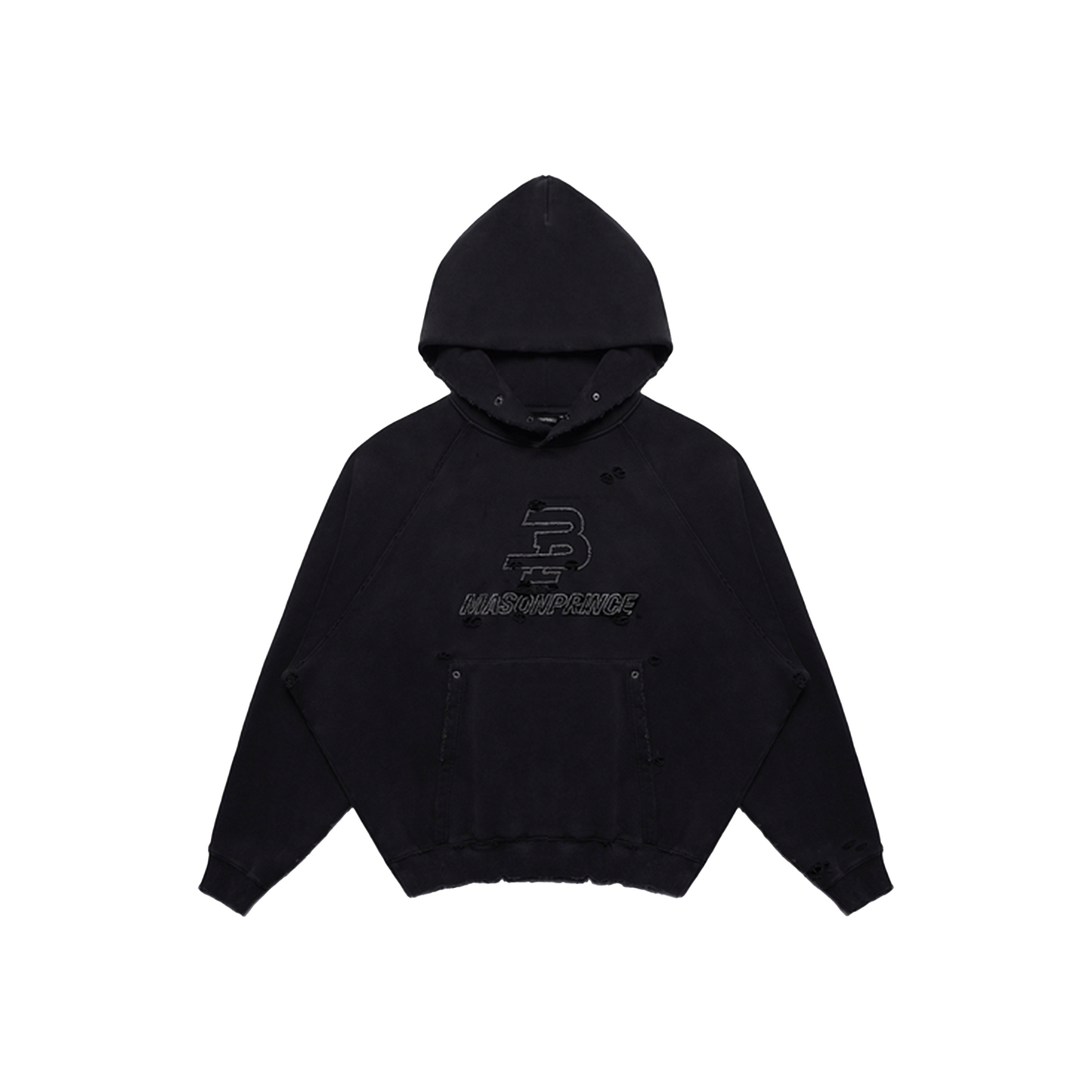 MASONPRINCE Broken Embroidered Spray Hoodie Black (SS24)