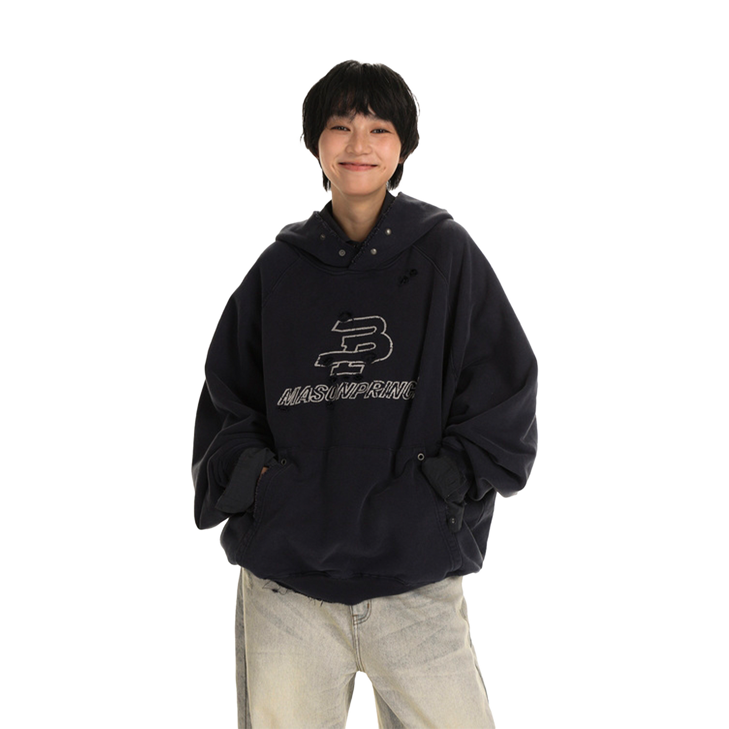 MASONPRINCE Broken Embroidered Spray Hoodie Black (SS24)