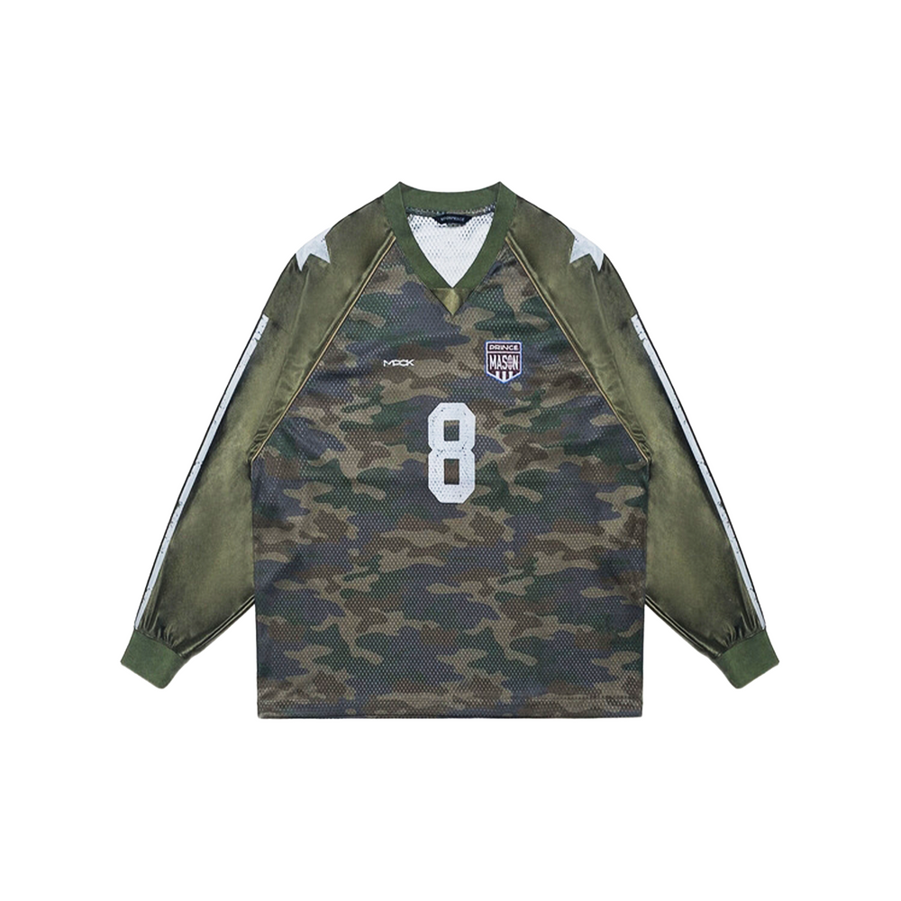 MASONPRINCE Camouflaged Mesh Stitching Long Sleeved Jersey Military Green (SS25)