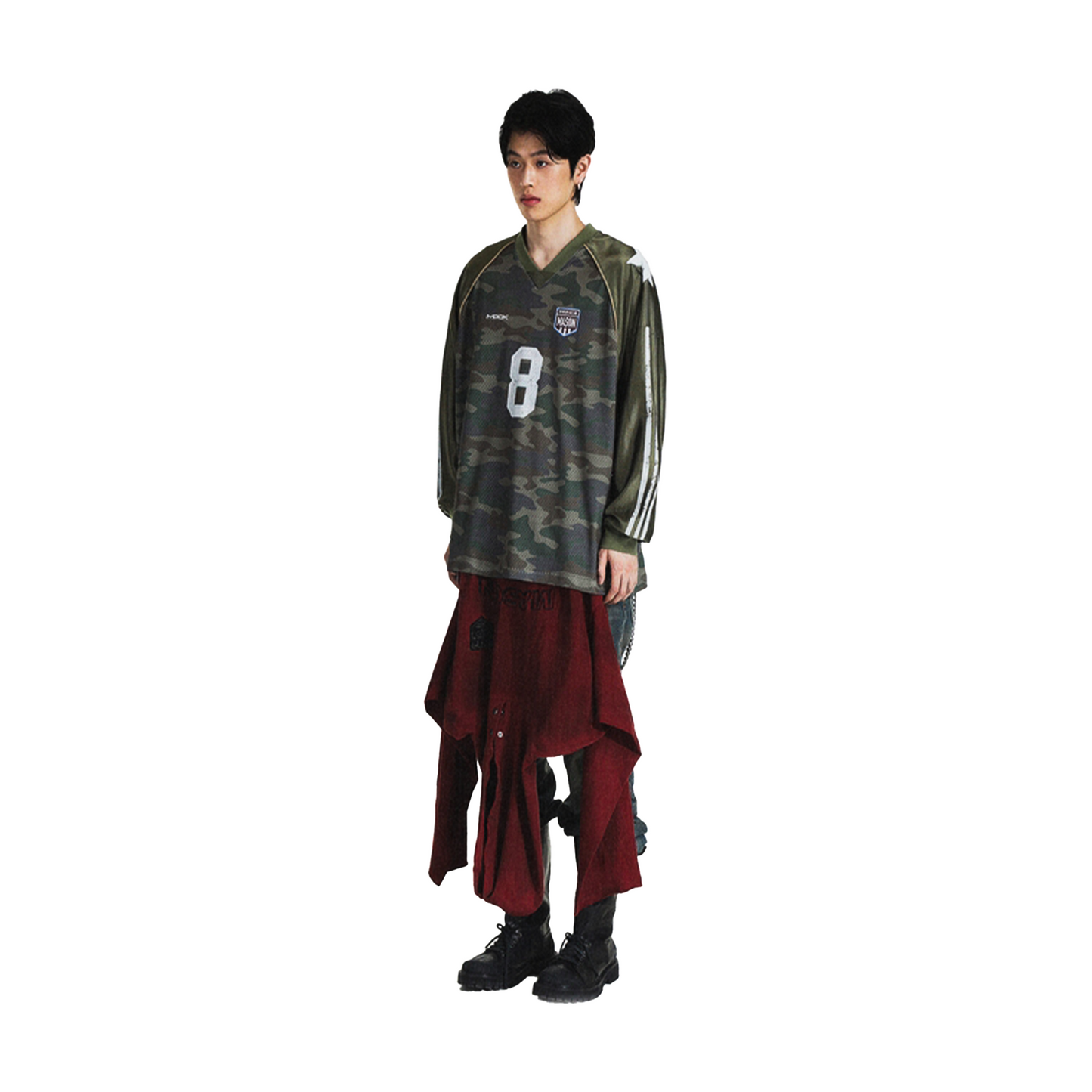 MASONPRINCE Camouflaged Mesh Stitching Long Sleeved Jersey Military Green (SS25)