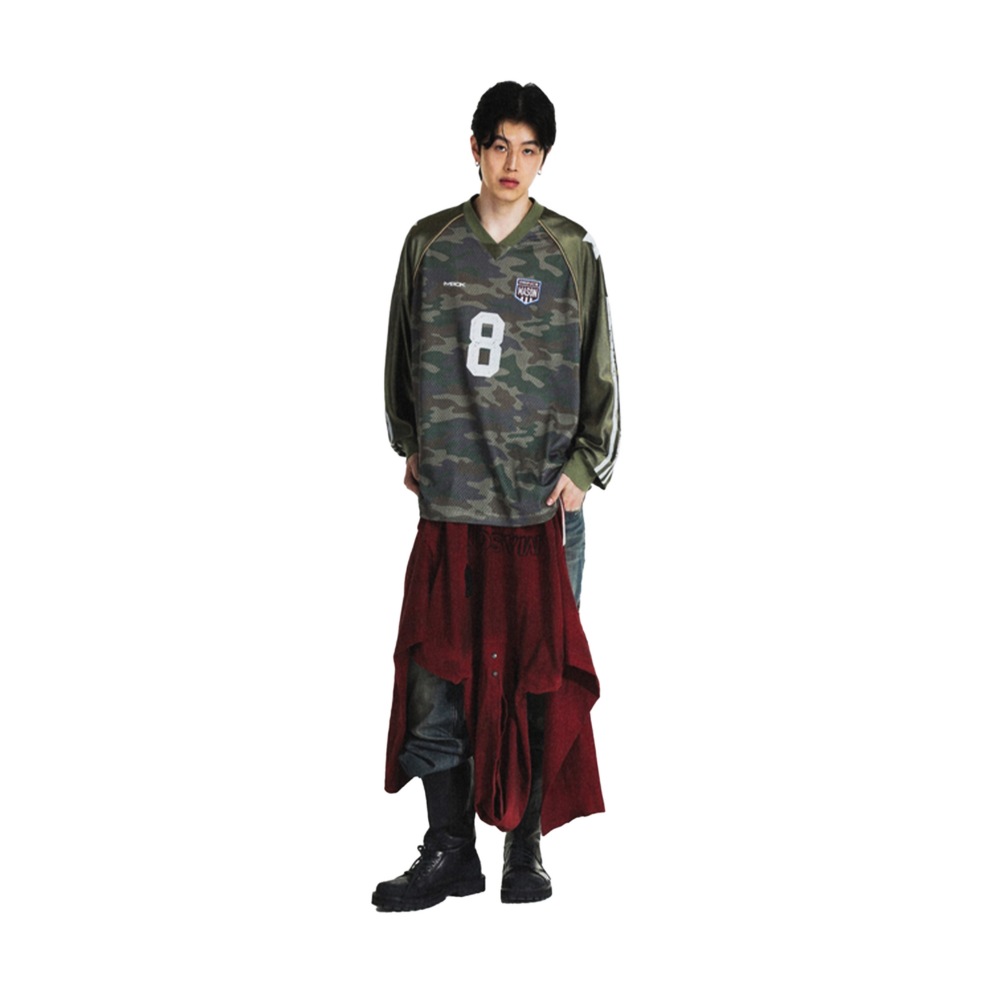 MASONPRINCE Camouflaged Mesh Stitching Long Sleeved Jersey Military Green (SS25)
