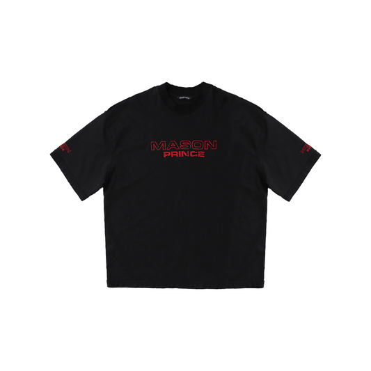 MASONPRINCE Folded Colour Embroidered Short Sleeved Tee Black (SS25)