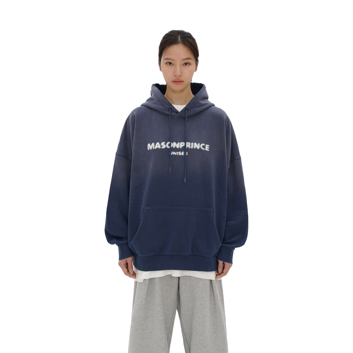 MASONPRINCE Fuzzy Digital Direct Printing Hoodie Navy Blue (SS25)