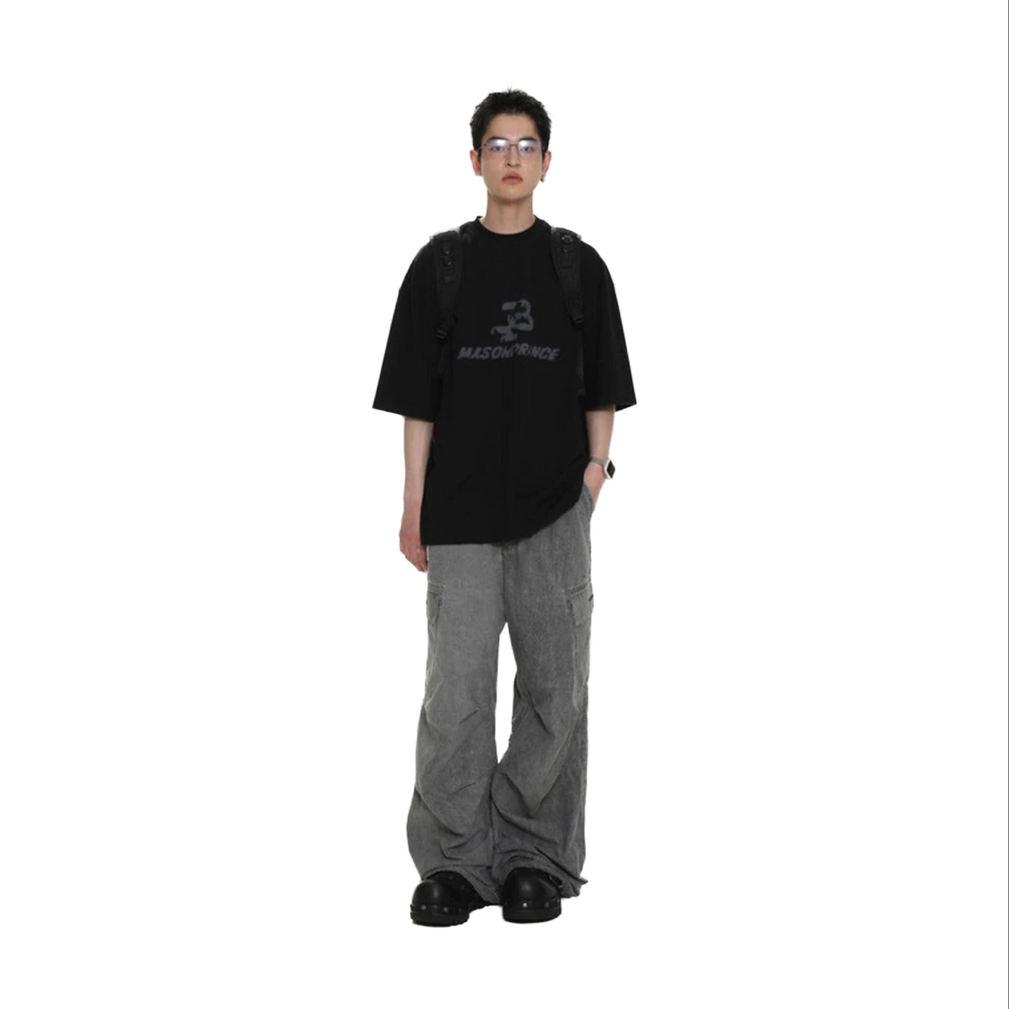 MASONPRINCE Summer Invasion Distressed Broken Logo Tee Carbon Black (SS23)