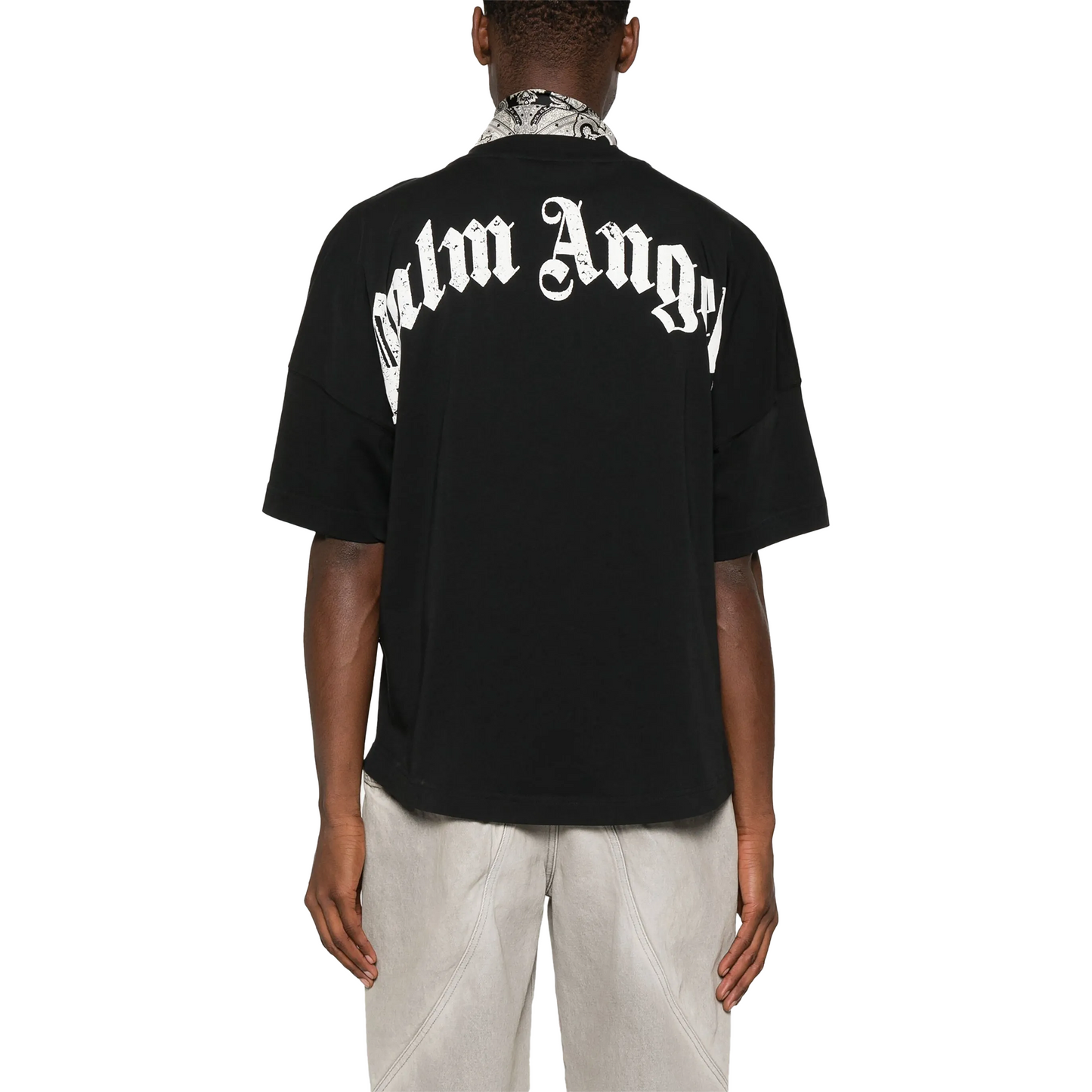 PALM ANGELS Back Curved Logo Oversize Tee Black/Off-White (SS25)