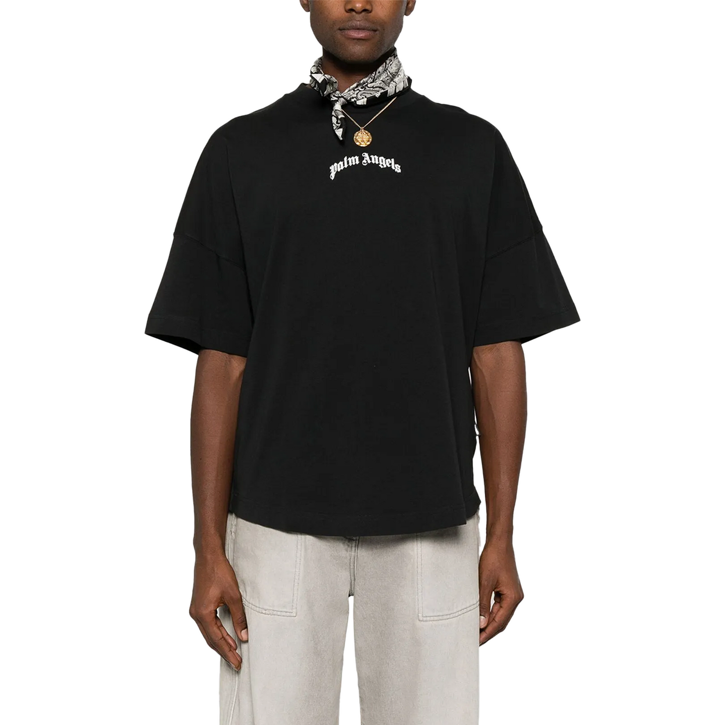PALM ANGELS Back Curved Logo Oversize Tee Black/Off-White (SS25)