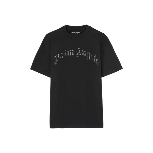 PALM ANGELS Curved Logo Tee Black/Black (SS25)