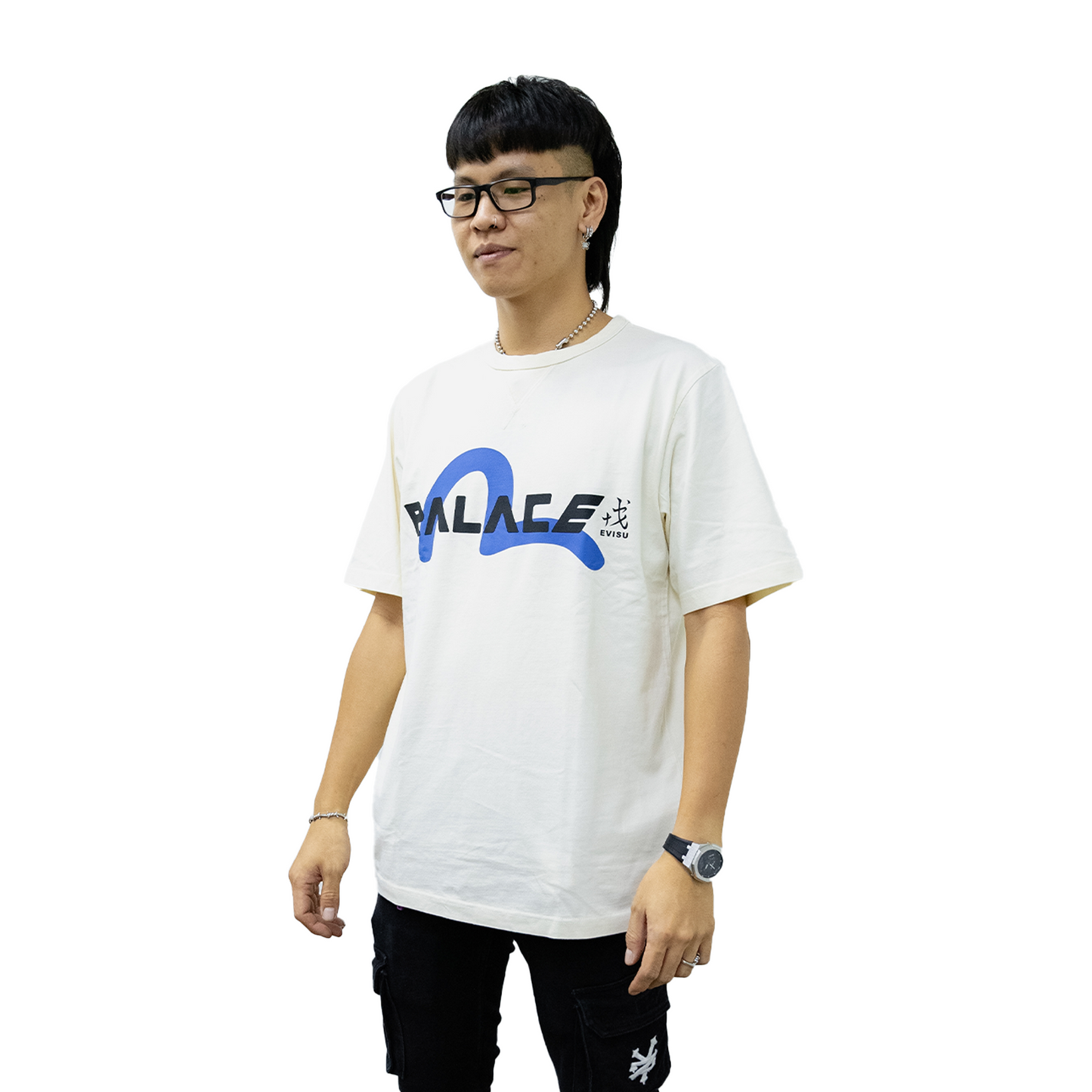 Palace x Evisu Contrasting Logo Print Tee White