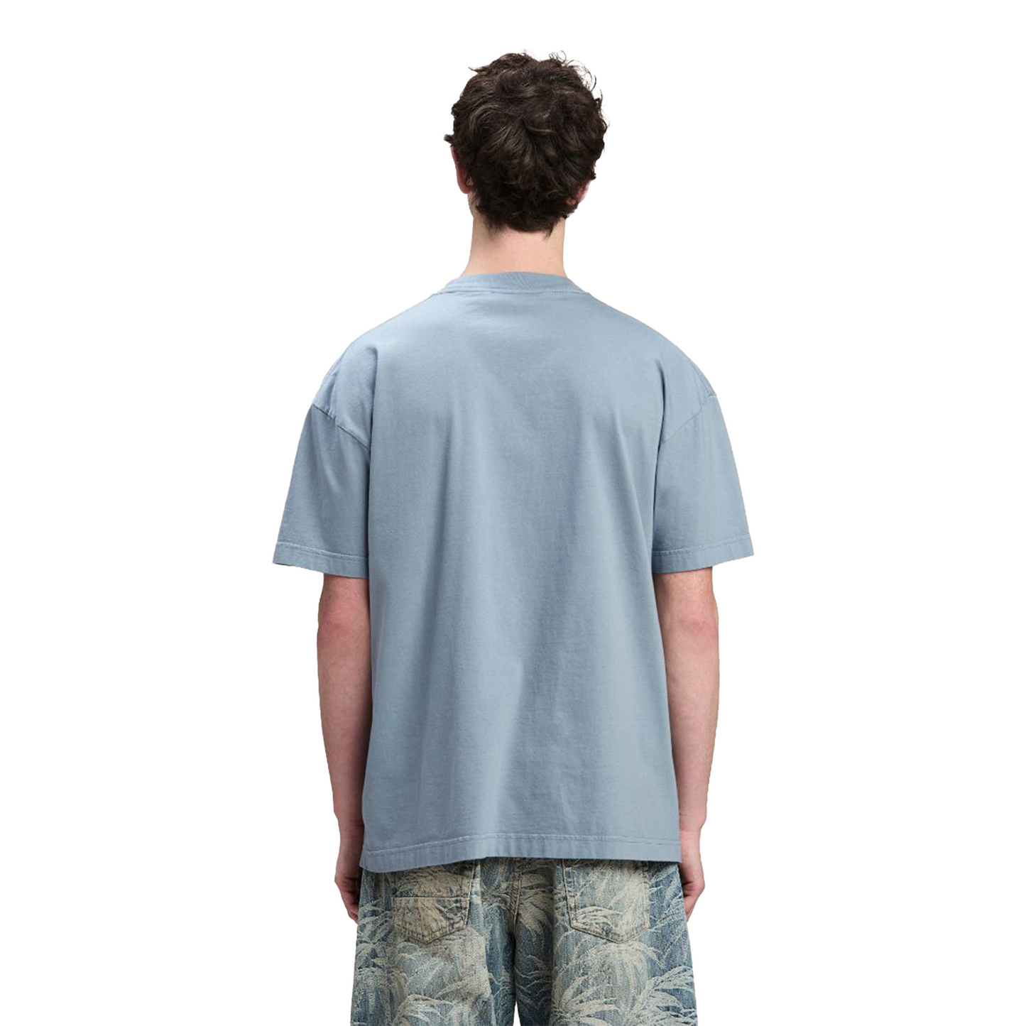 PALM ANGELS Neck Logo Tee Light Grey/Fuchsia (FW24)