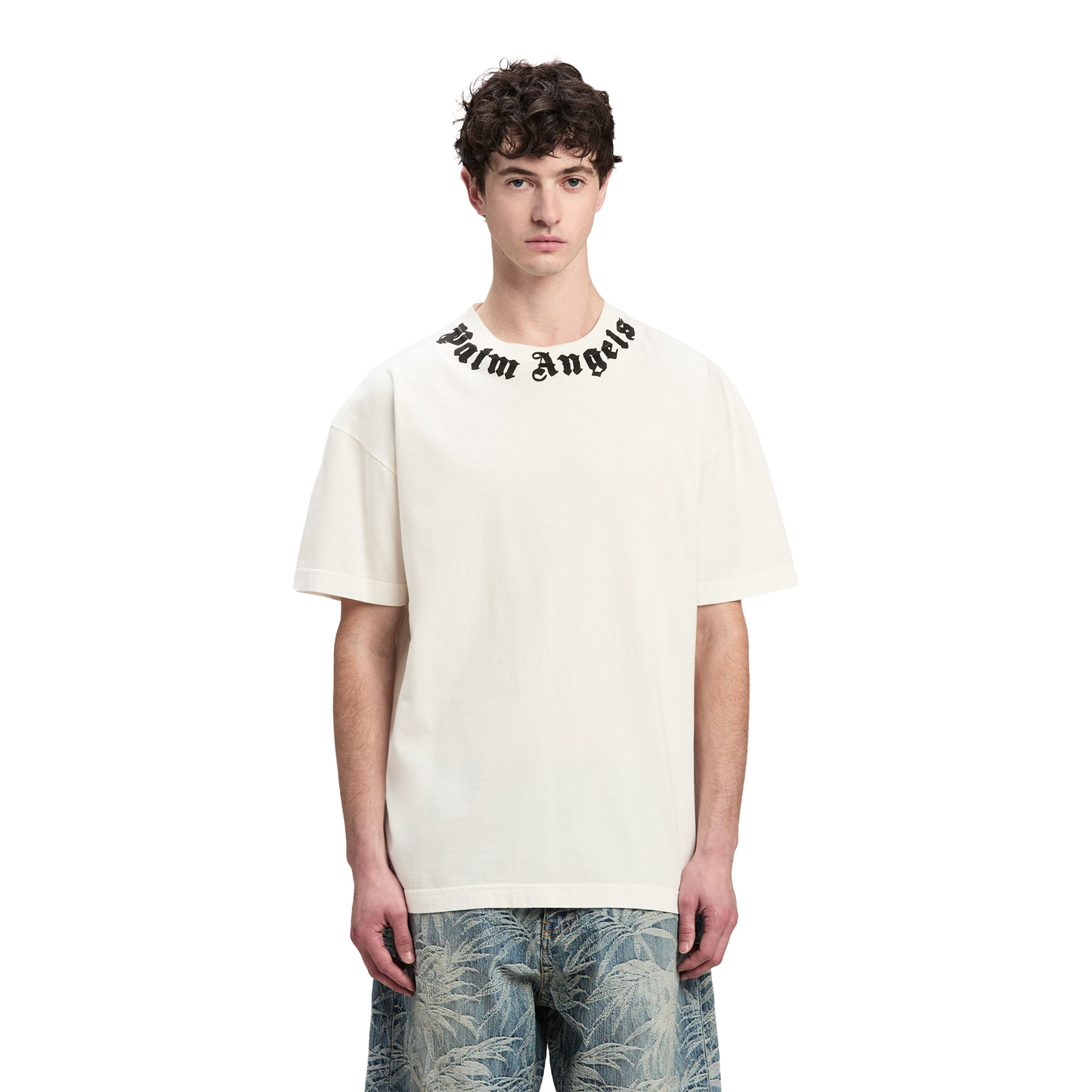 PALM ANGELS Neck Logo Tee Off White/Black (FW24)