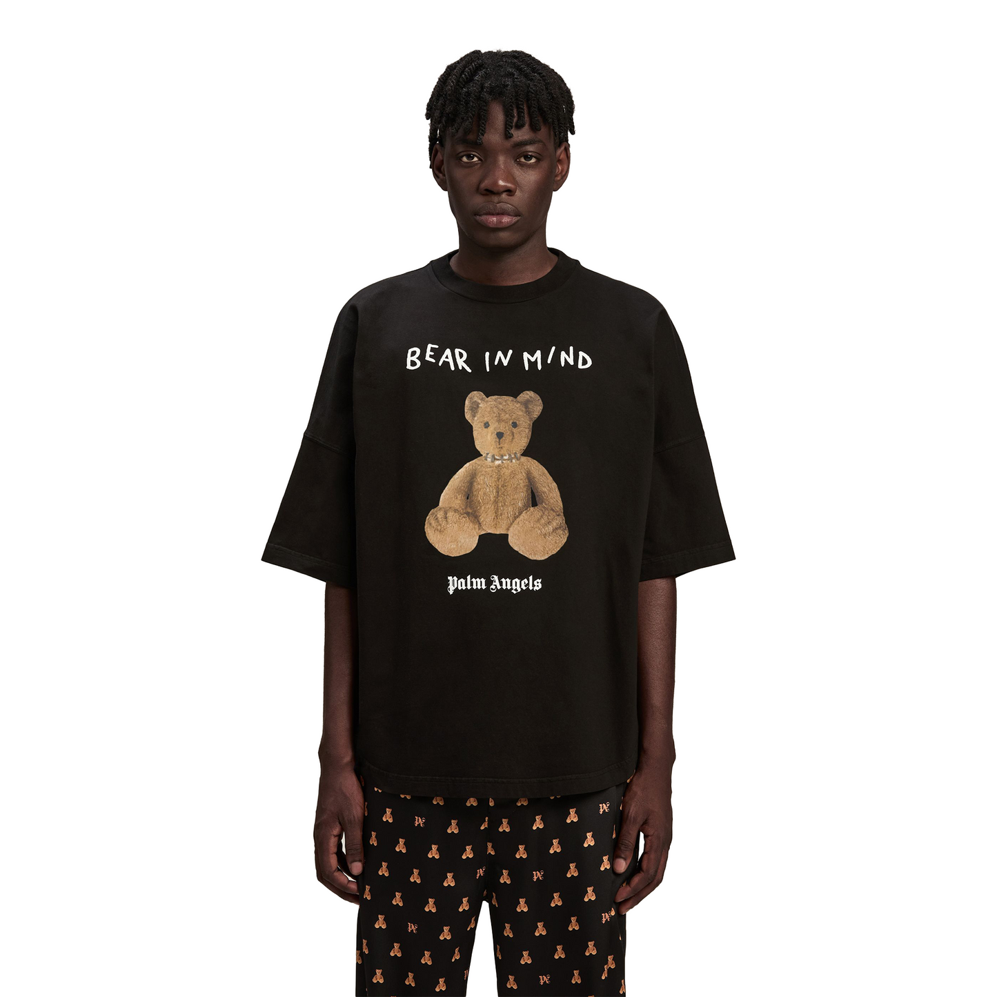 PALM ANGELS Bear In Mind Oversized Tee Black/Brown (FW24)